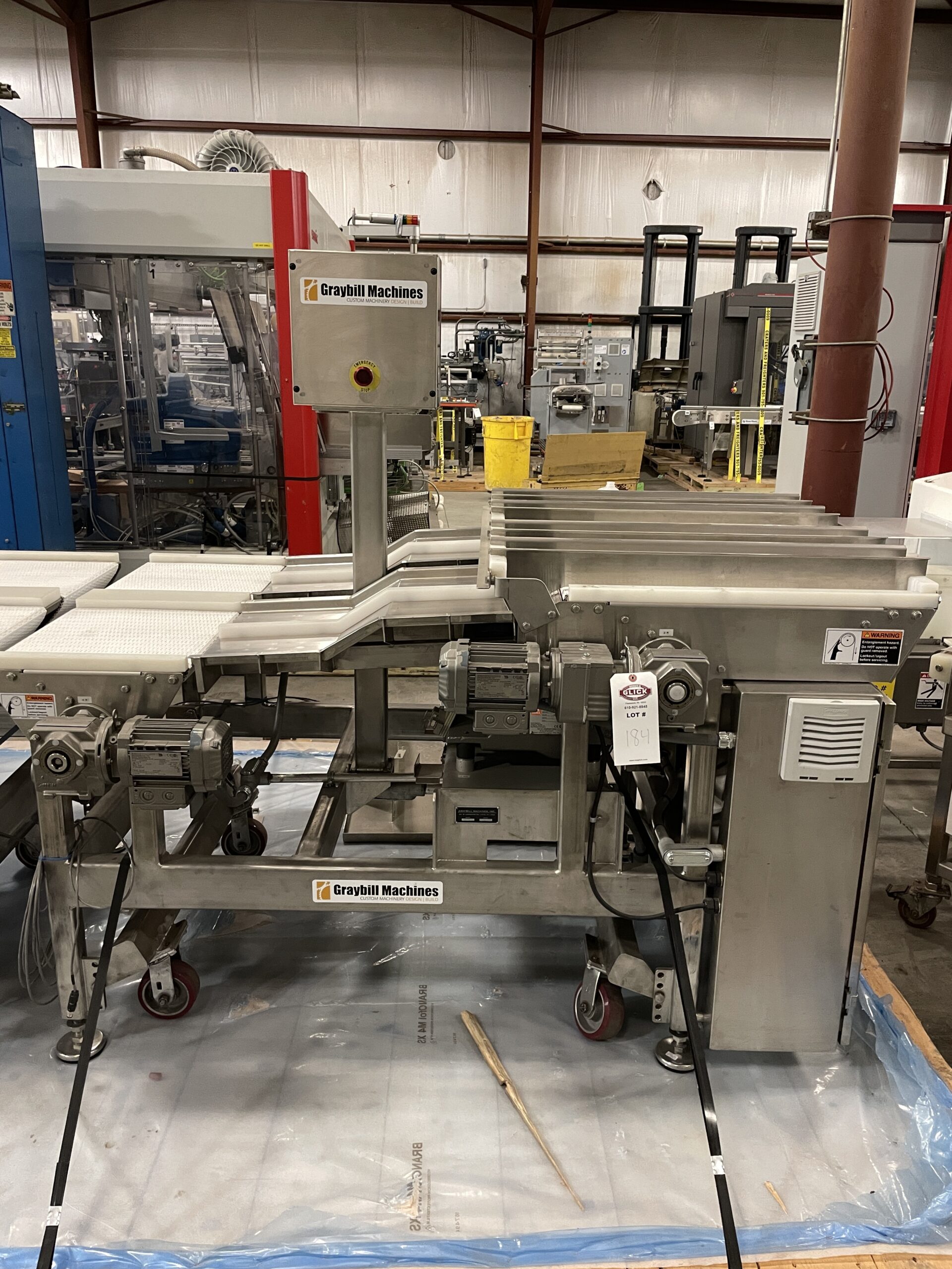 Graybill SS Vibratory Adjustable 6 Lane Merging Conveyor System 40"-34" H