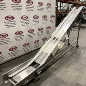 12" Hanover Portable SS Incline Powered Belt Conveyor 12' Long x 8"-57" High