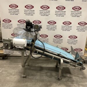 24" Portable SS Cooling Cleated Incline Powered Belt Conveyor 78'L x 18" - 39"H