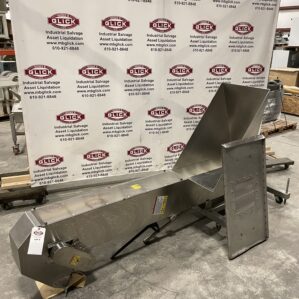 8" Kaps-All FS-B Portable SS Cleated Incline Conveyor / Unscrambler 90" High 3PH