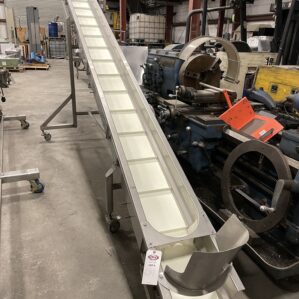 10" Portable Food Grade SS Cleated Belt Incline Conveyor 19' L x 8" - 96" H 3PH