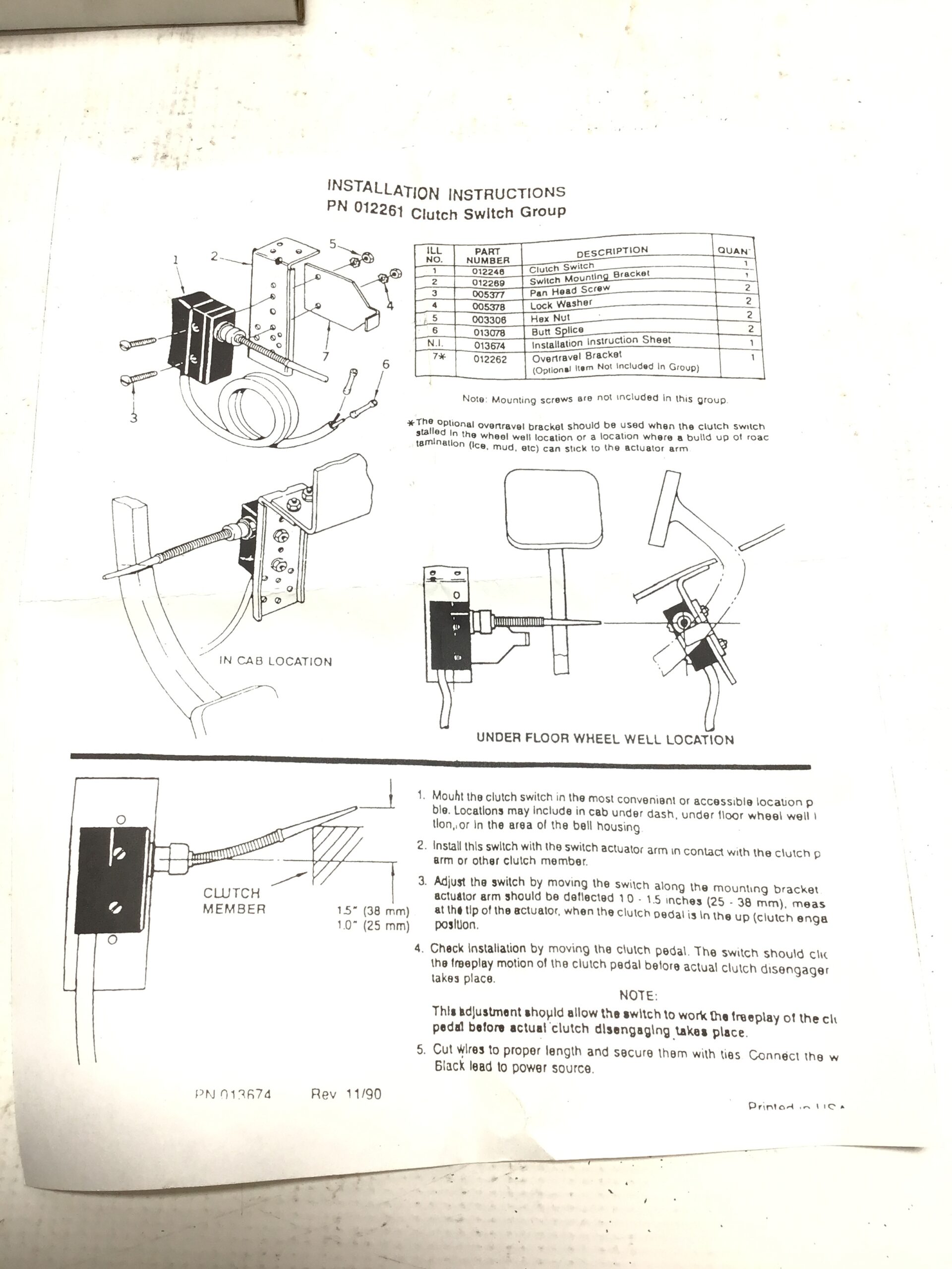 Jacobs 12261 Clutch Switch Group - Image 2