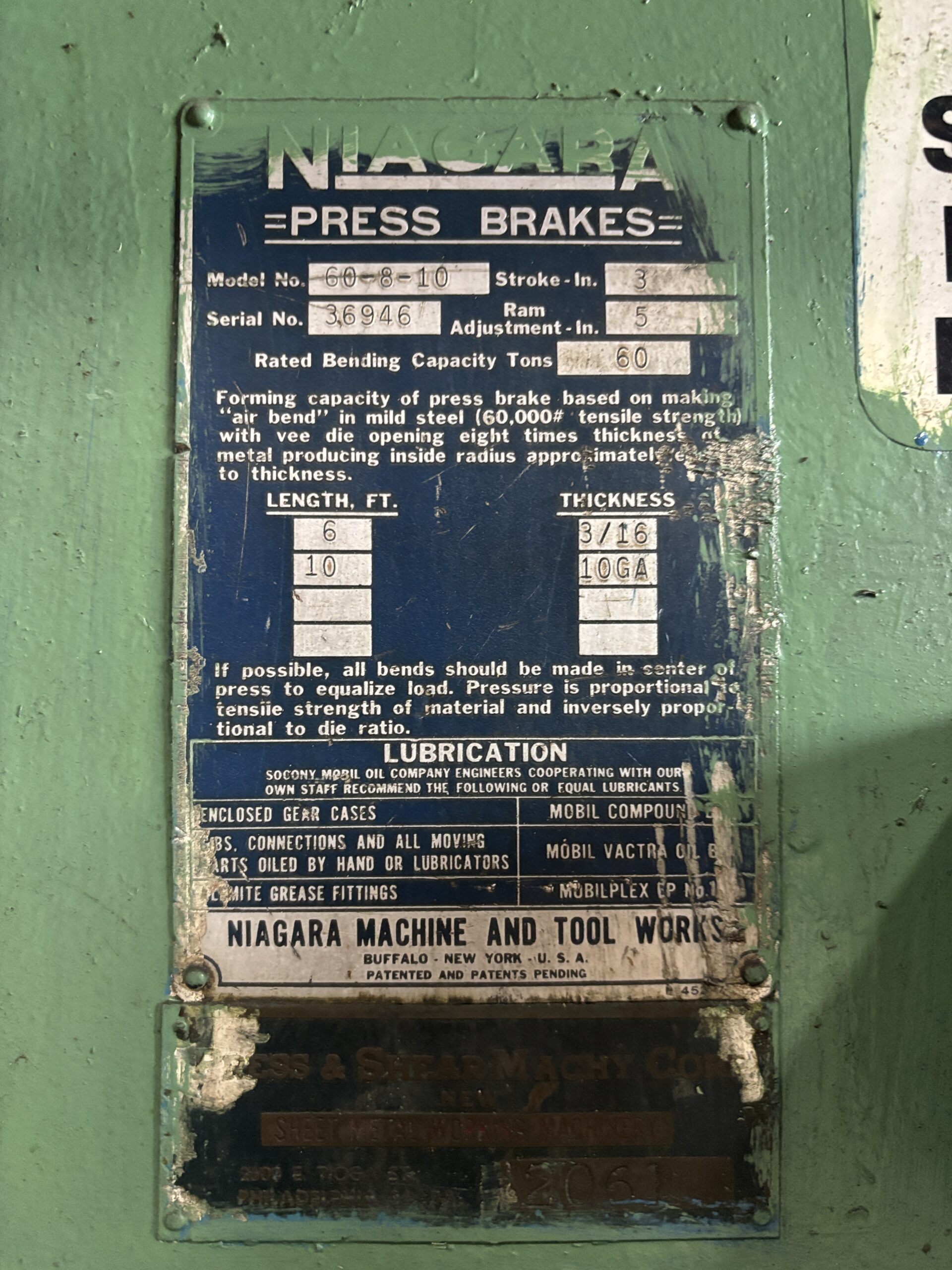 Niagara 60-8-10 60-Ton x 10' Mechanical Press Brake - Image 2