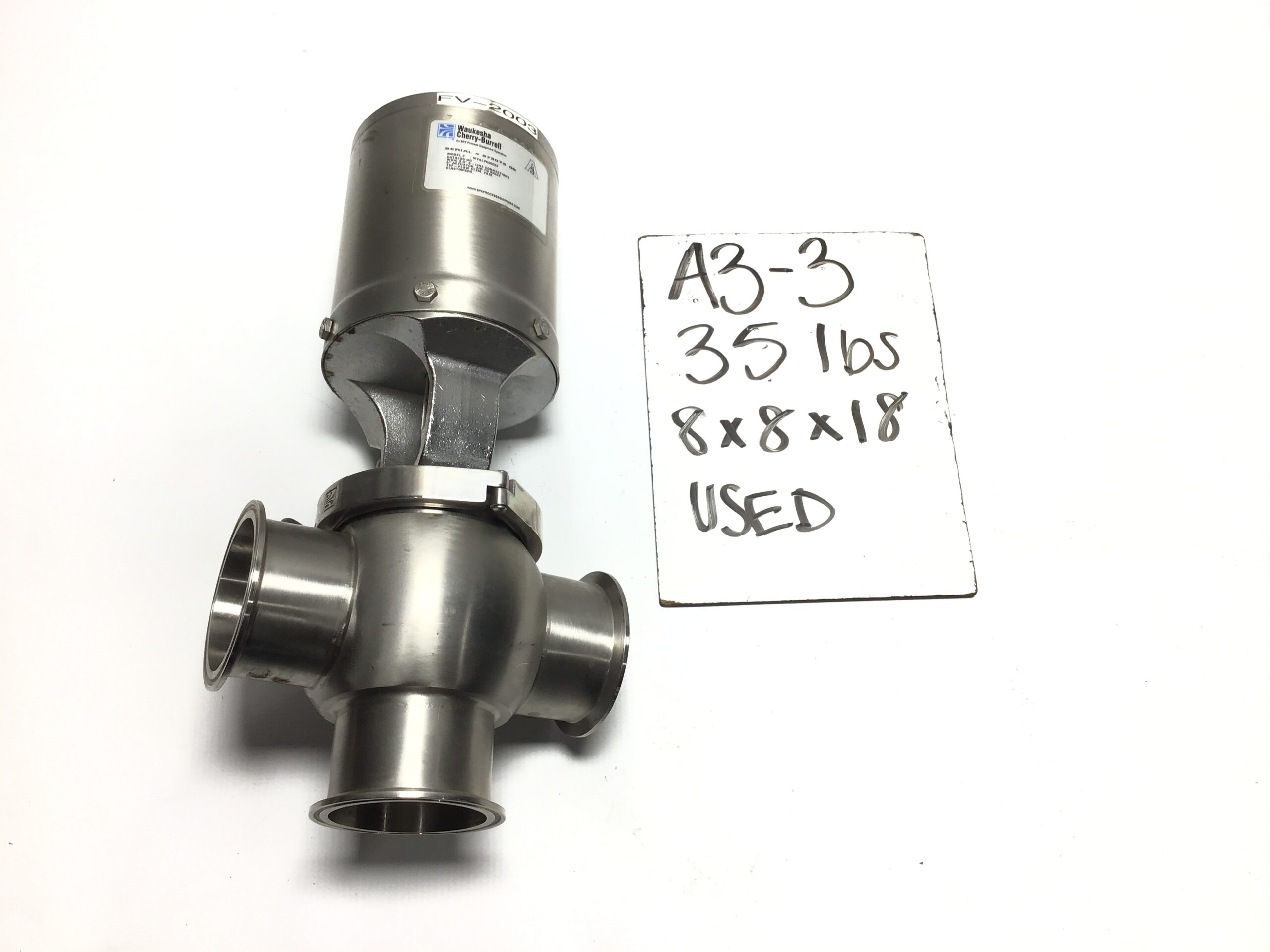 Waukesha Cherry-Burrell 373076 W616 3" Sanitary Valve Pneumatic Actuator Diverter Valve - Image 12