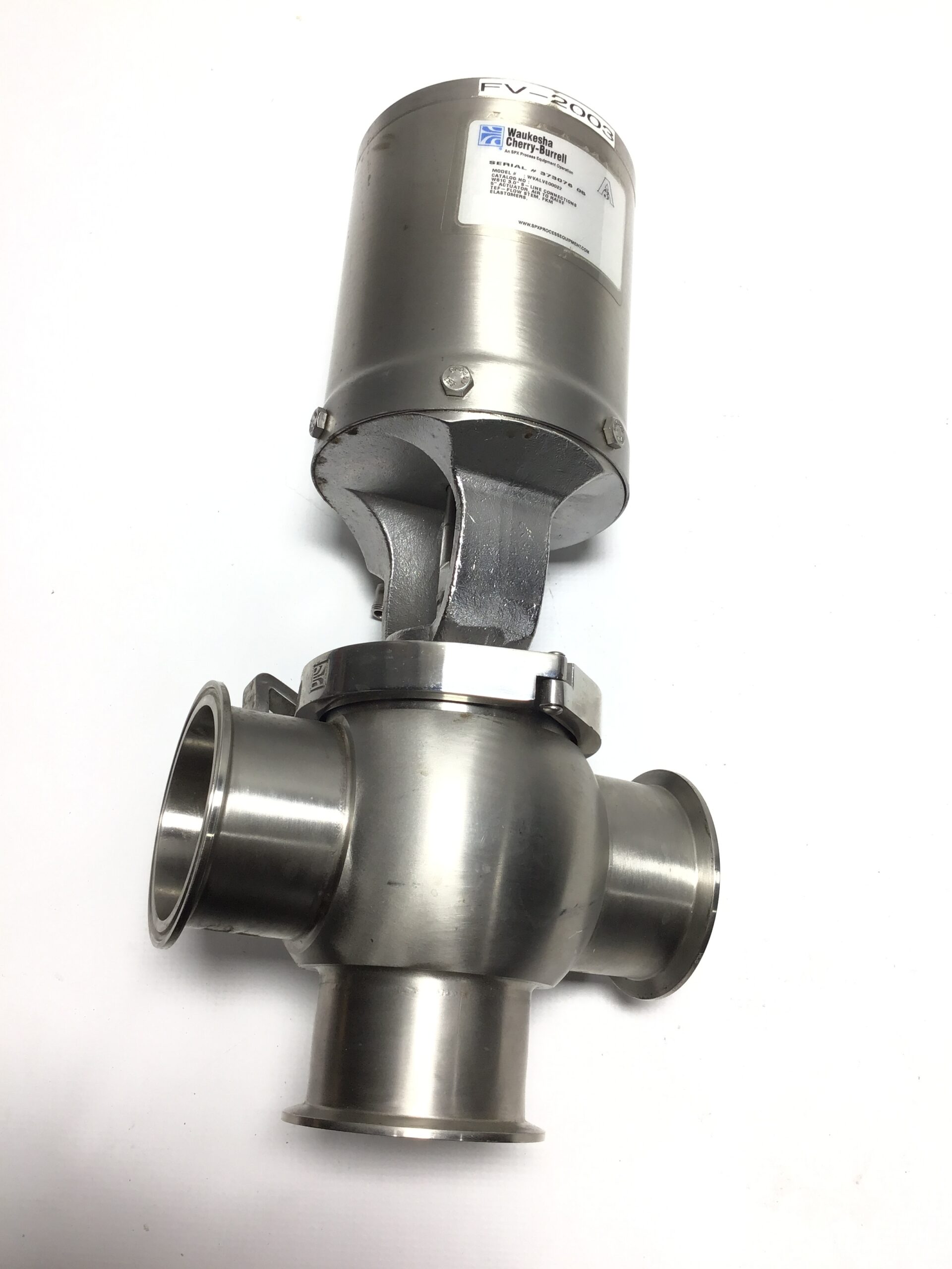 Waukesha Cherry-Burrell 373076 W616 3" Sanitary Valve Pneumatic Actuator Diverter Valve