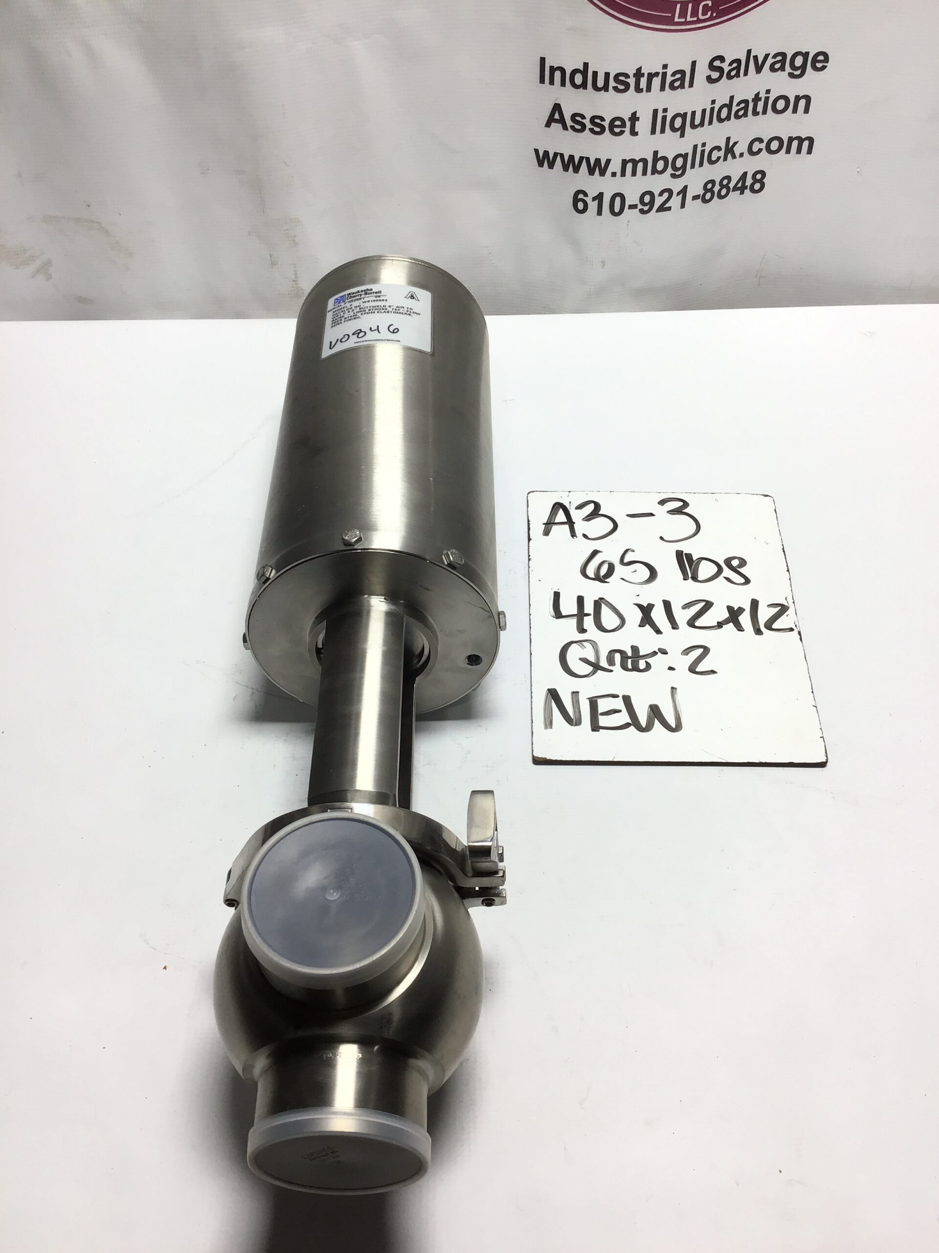 Waukesha Cherry-Burrell W61 3" Buttweld Sanitary Single Seat Valve Shut-Off Valve - Image 12