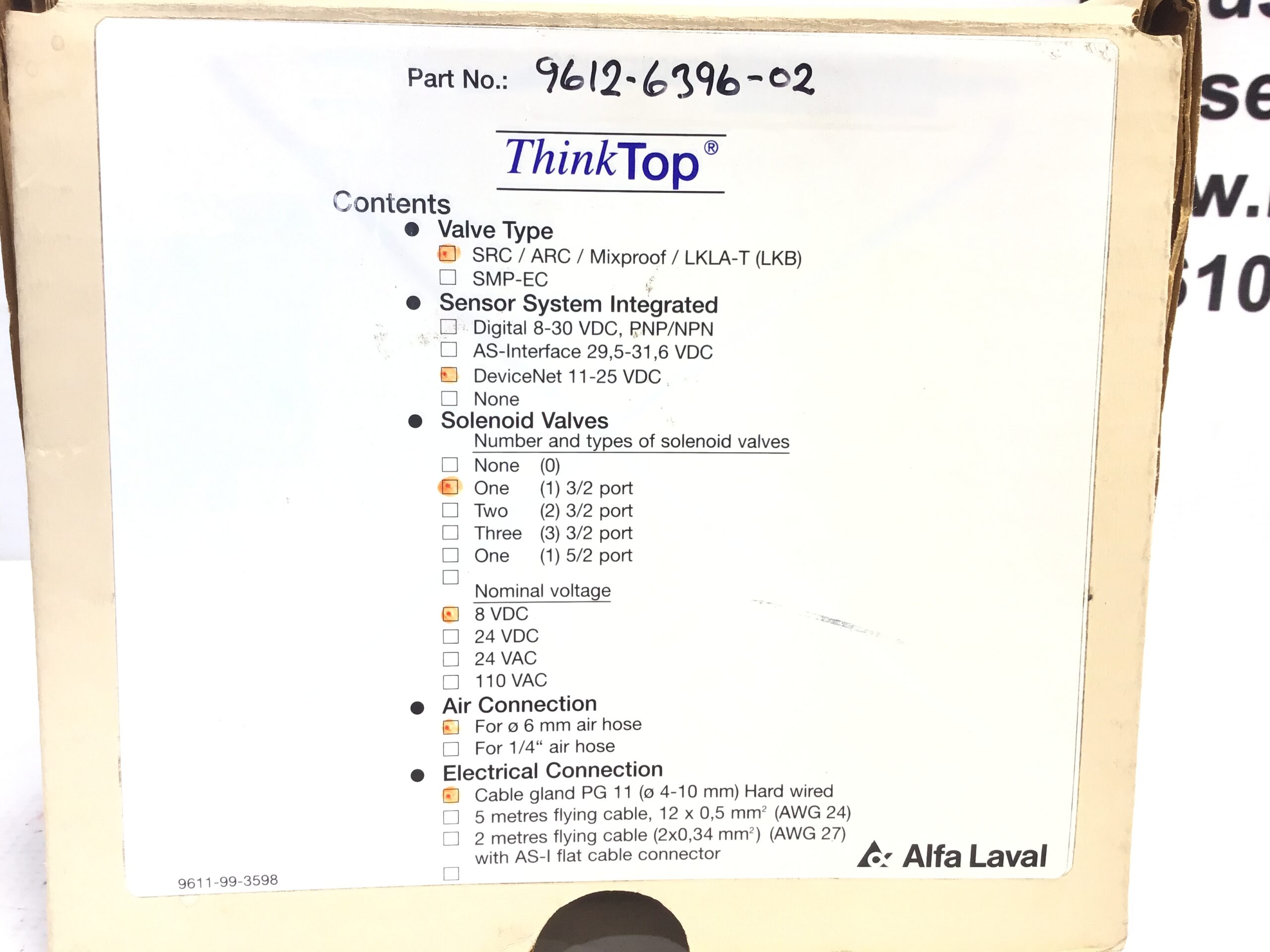 Alfa Laval ThinkTop 9612-6396-02 DeviceNet Valve Control Unit 8VDC 3/2 6mm - Image 6