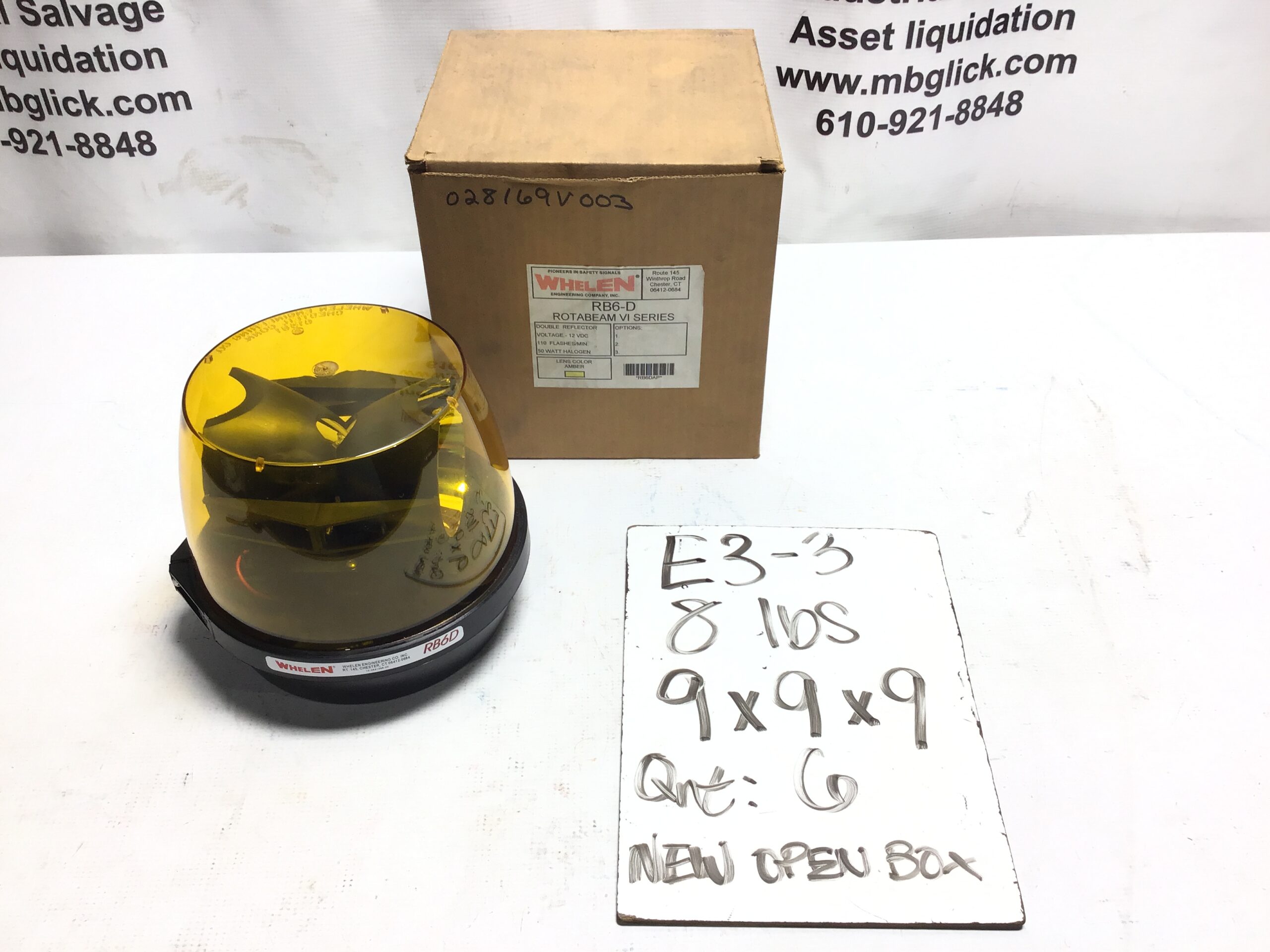 Whelen RB6D Rota-Beam Amber Rotating Beacon 50W Halogen Emergency Warning Light - Image 8