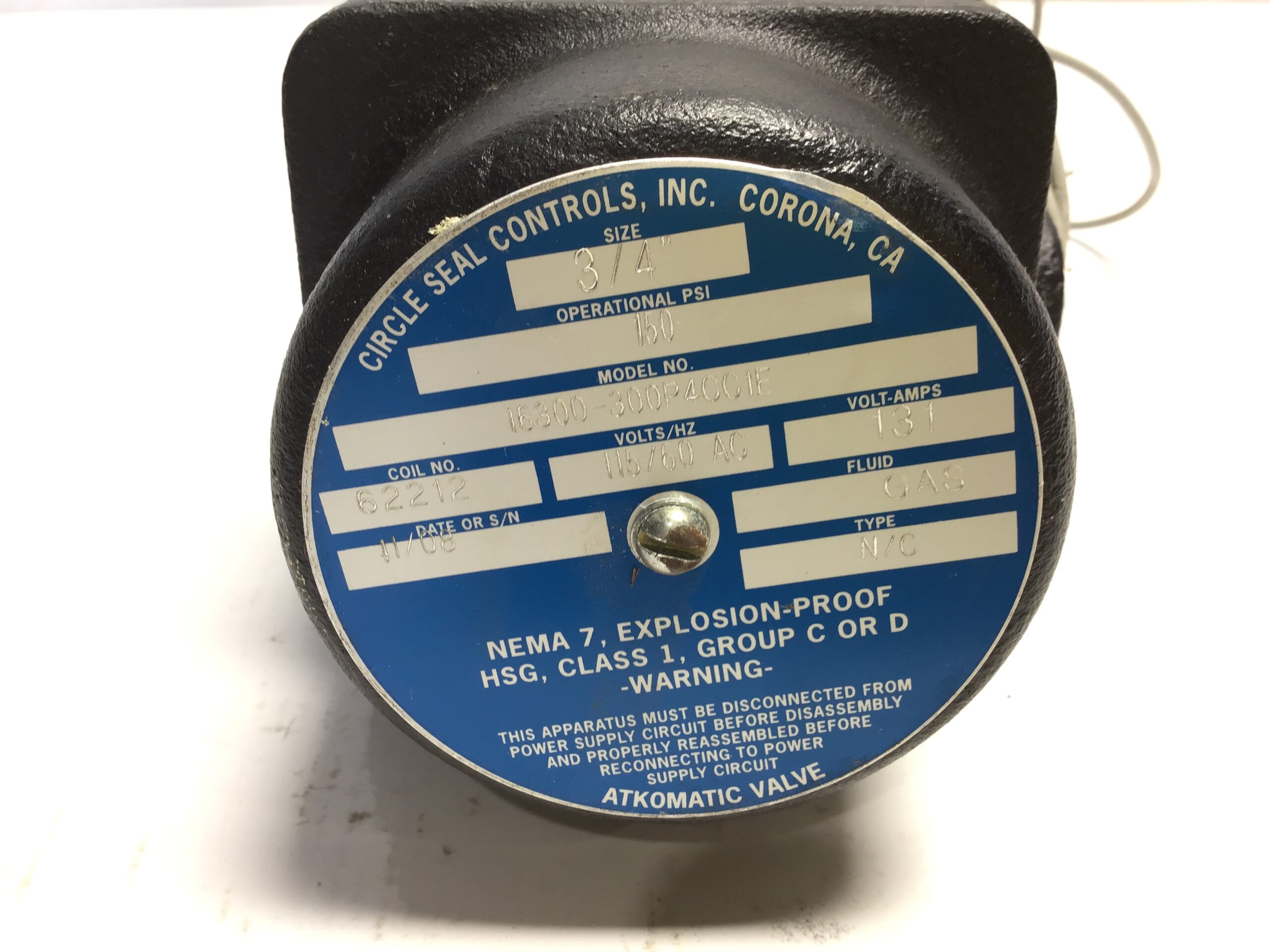 CircleSeal Controls 16300-300P4CC1E NEMA Explosion-Proof 2-Way Solenoid Gas Valve 3/4" - Image 2