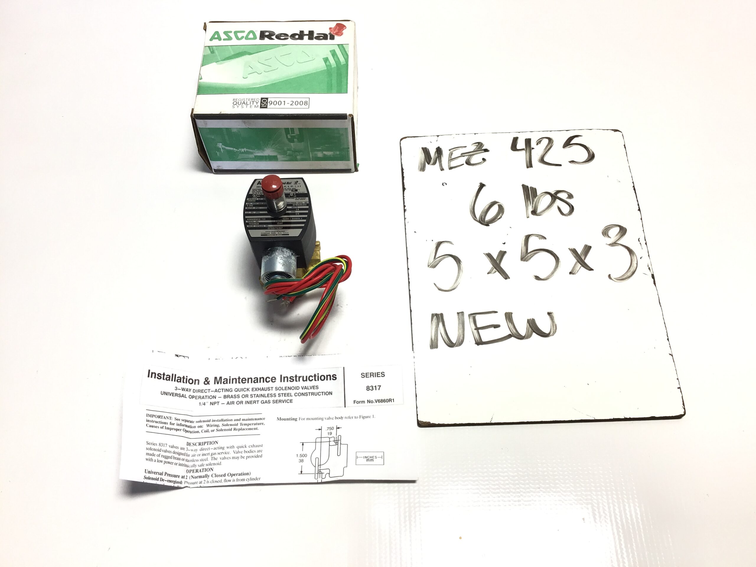 ASCO EF8317G307 21074 24VDC 1/4" 3-Way Solenoid Valve Red-Hat II - Image 6