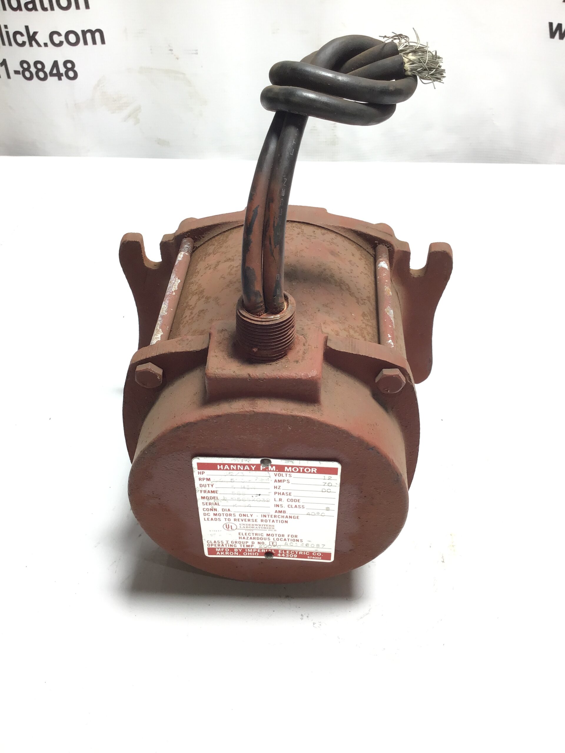 Hannay P56SX032 Permanent Magnet DC Motor 2/3HP 500RPM