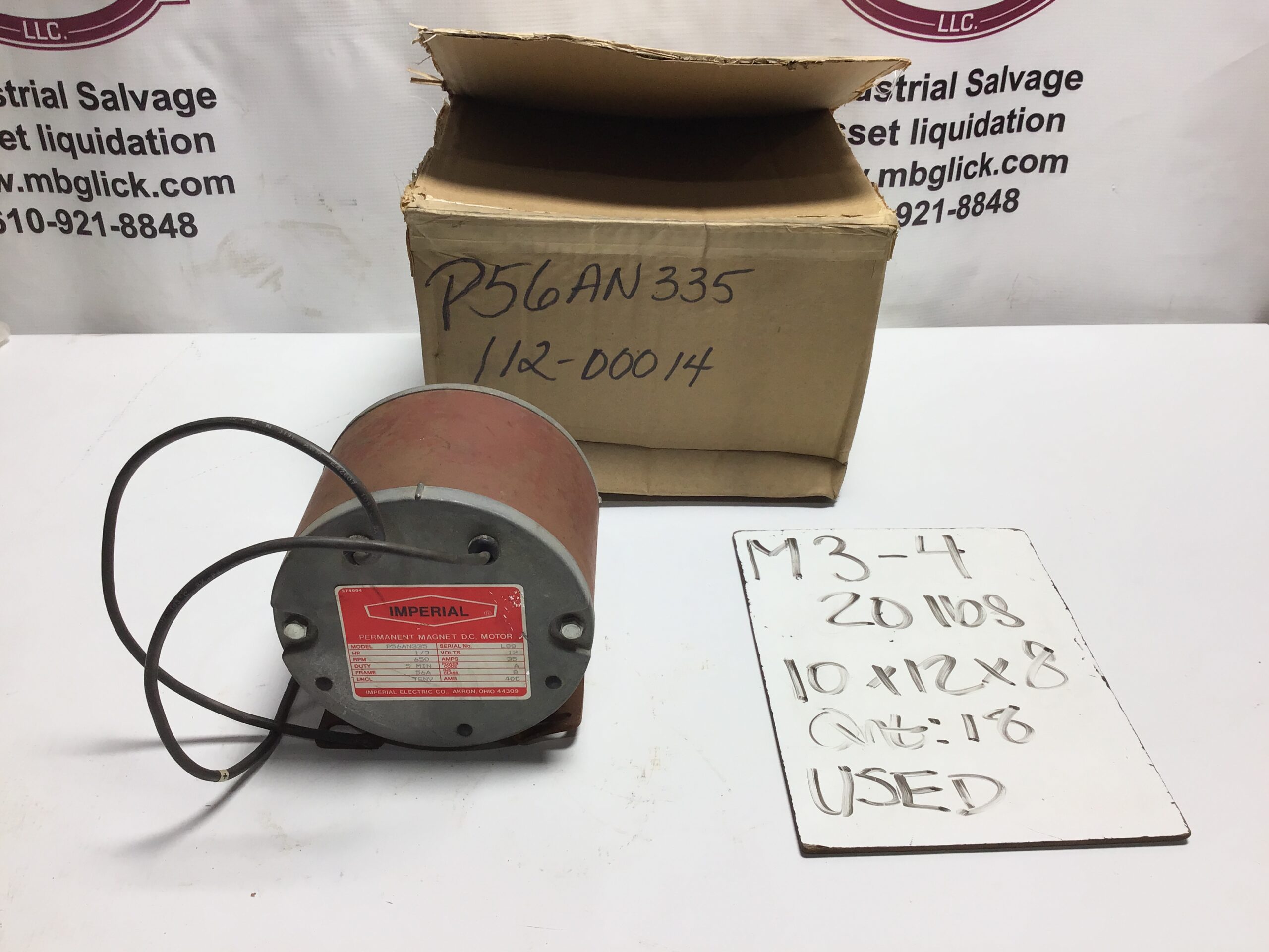 Imperial P56AN335 Permanent Magnet DC Motor 1/3HP 650RPM