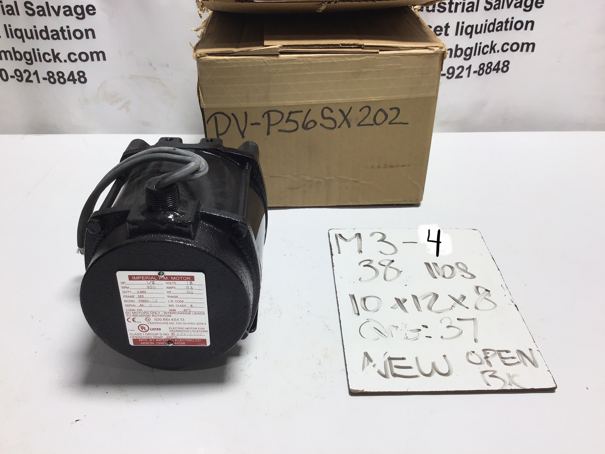 Imperial P56SX202 Permanent Magnet DC Motor 1/2 HP 650 RPM