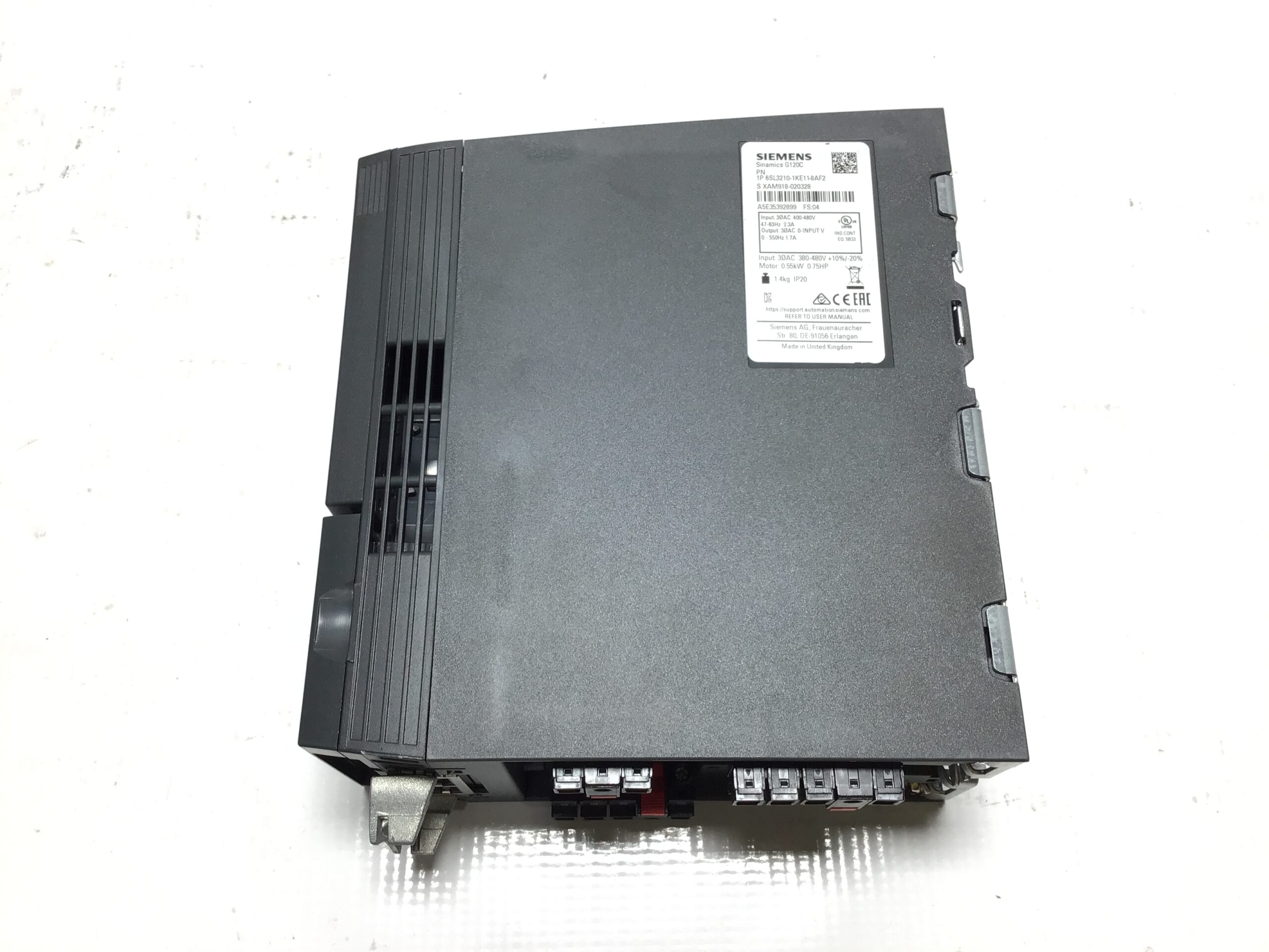 Siemens 1P 6SL3210-1KE11-8AF2 Frequency Converter 0.55 kW 0.75 HP