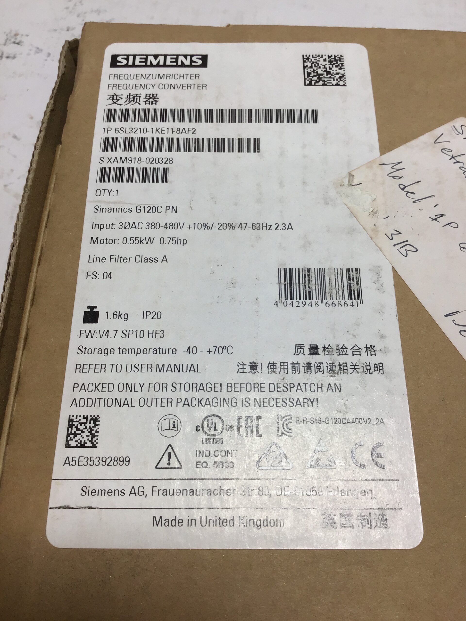 Siemens SINAMICS G120C 1P 6SL3210-1KE11-8AF2 Frequency Converter Drive 0.55 kW 0.75 HP - Image 14