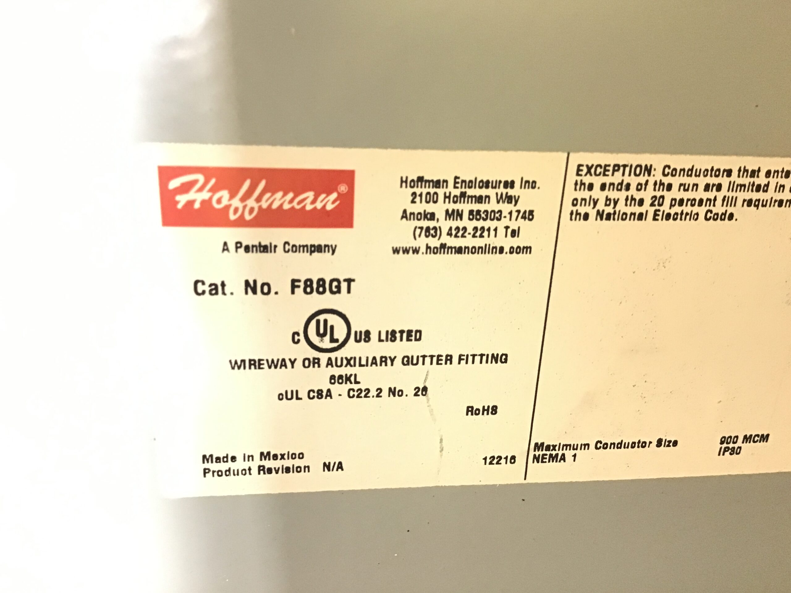 Hoffman F88GT Flush Tee Fitting Steel Wireway / Auxiliary Gutter - Image 5