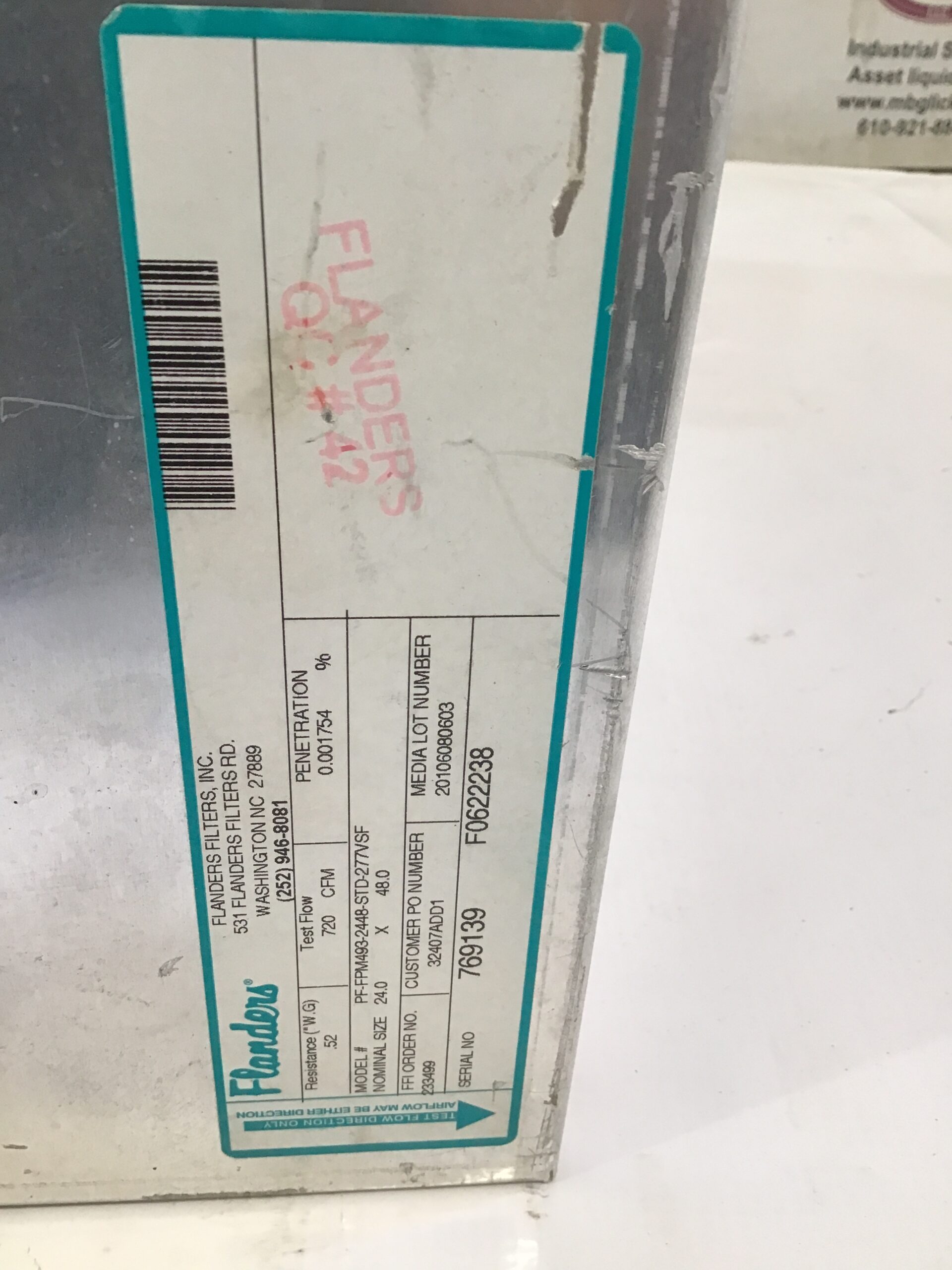 Flanders PF-FPM493-2448-STD-277VSF Fan Filter Unit 24 x 48 - Image 9