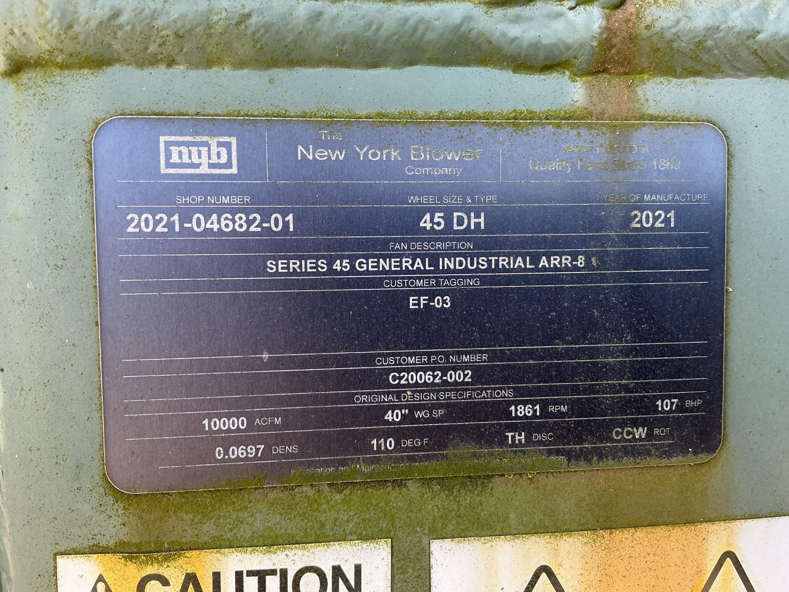 New York Blower Series 45 45DH 10000 CFM 125HP Centrifugal Fan Blower - Image 3