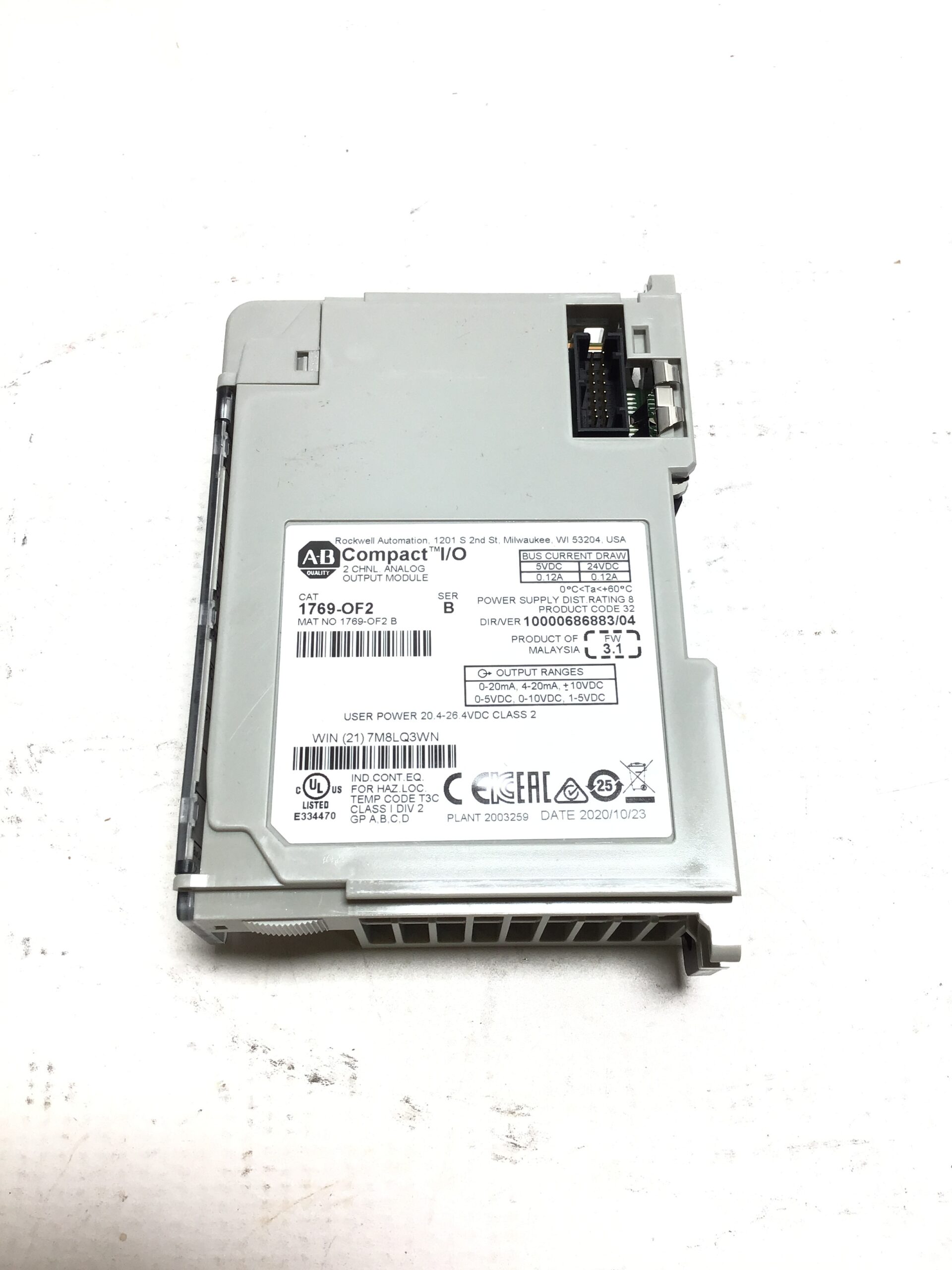 Allen-Bradley 1769-OF2 CompactLogix 2-Channel Analog Output Module 0-10V 4-20mA - Image 7