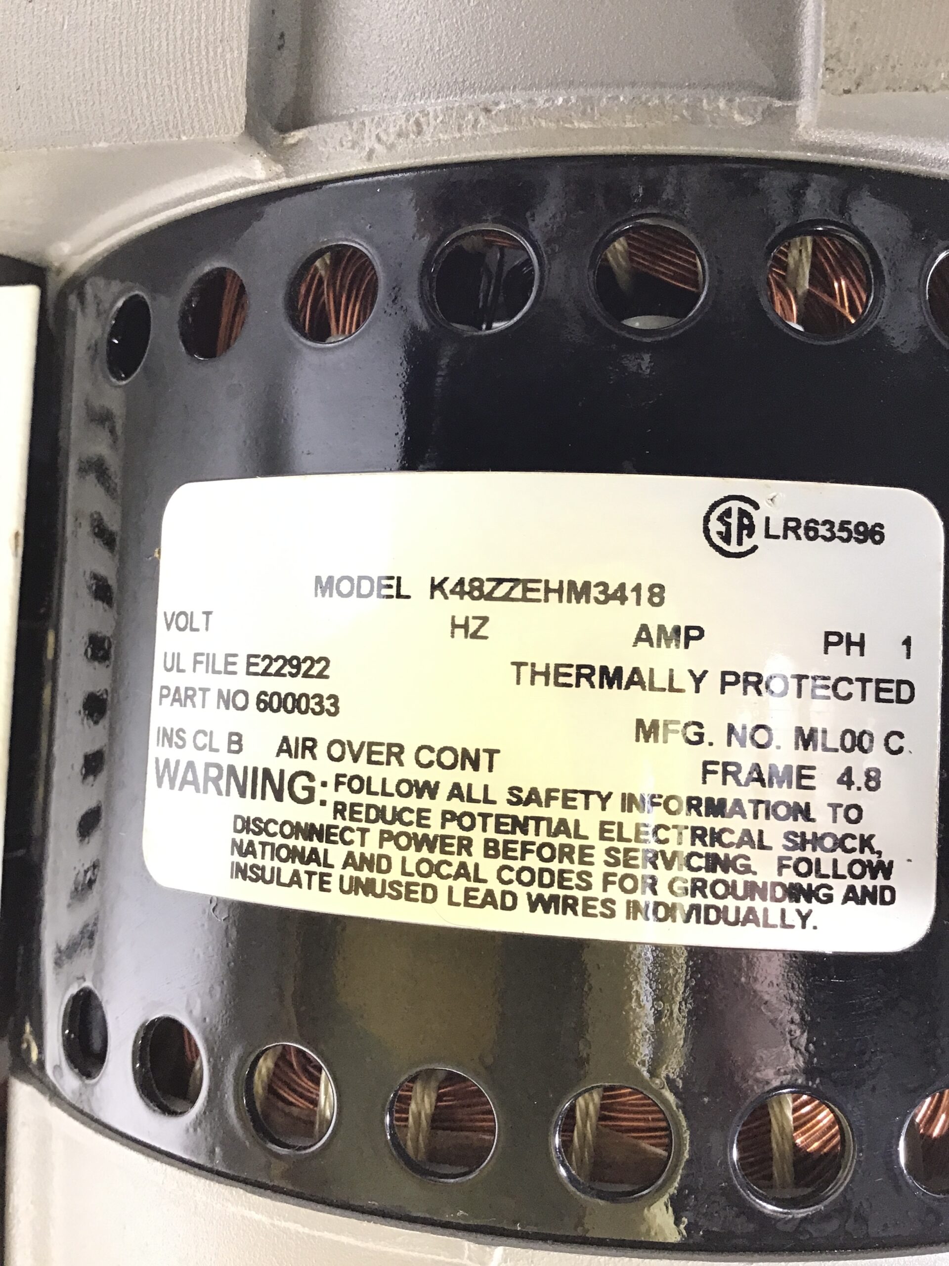 Thomas K48ZZEHM3418 Electric Motor Thermally Protected 1 Phase Industrial Vacuum Pump - Image 8