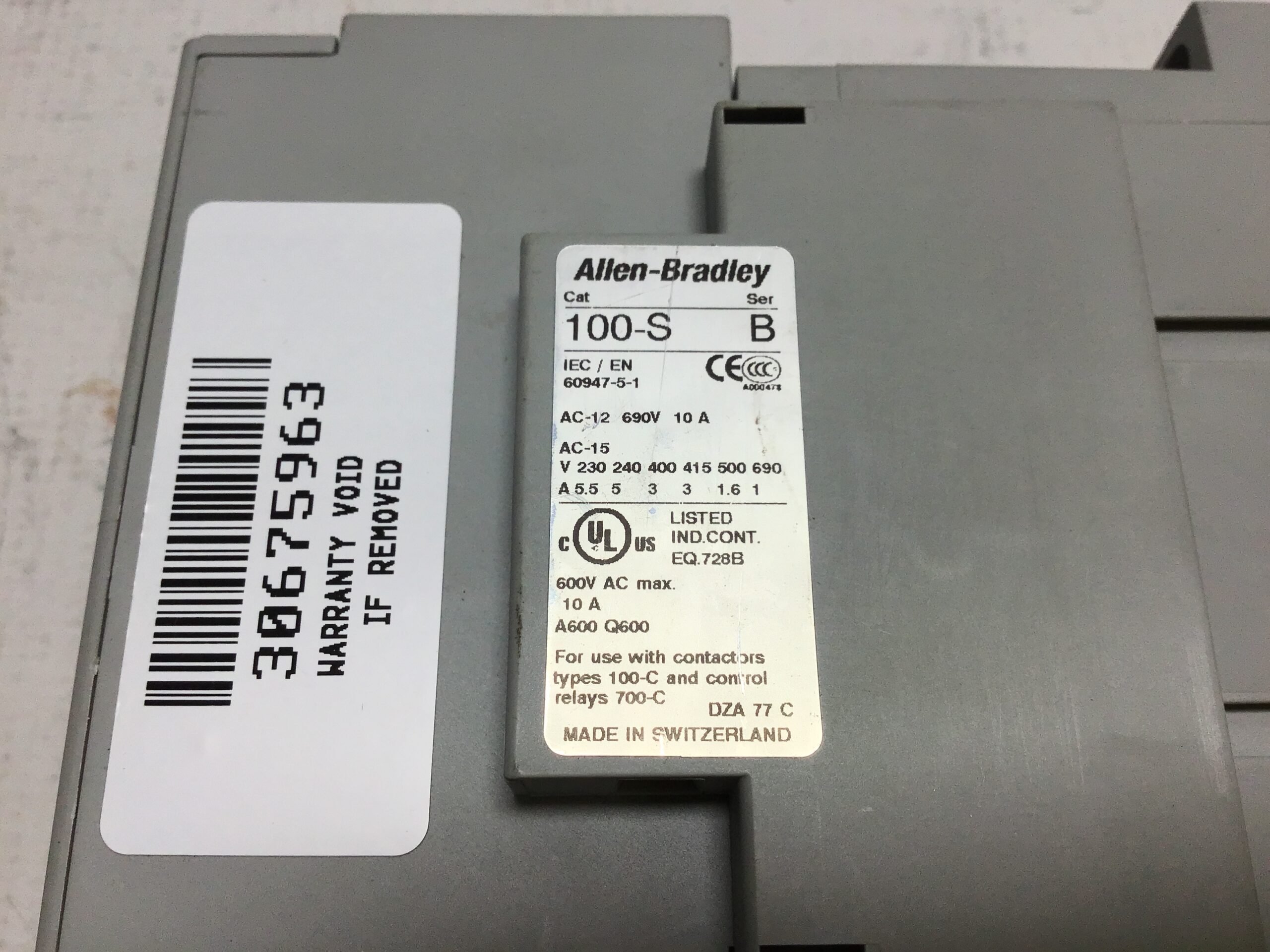 Allen-Bradley 100-S/100-C60D*00 Contactor Ser B - Image 2