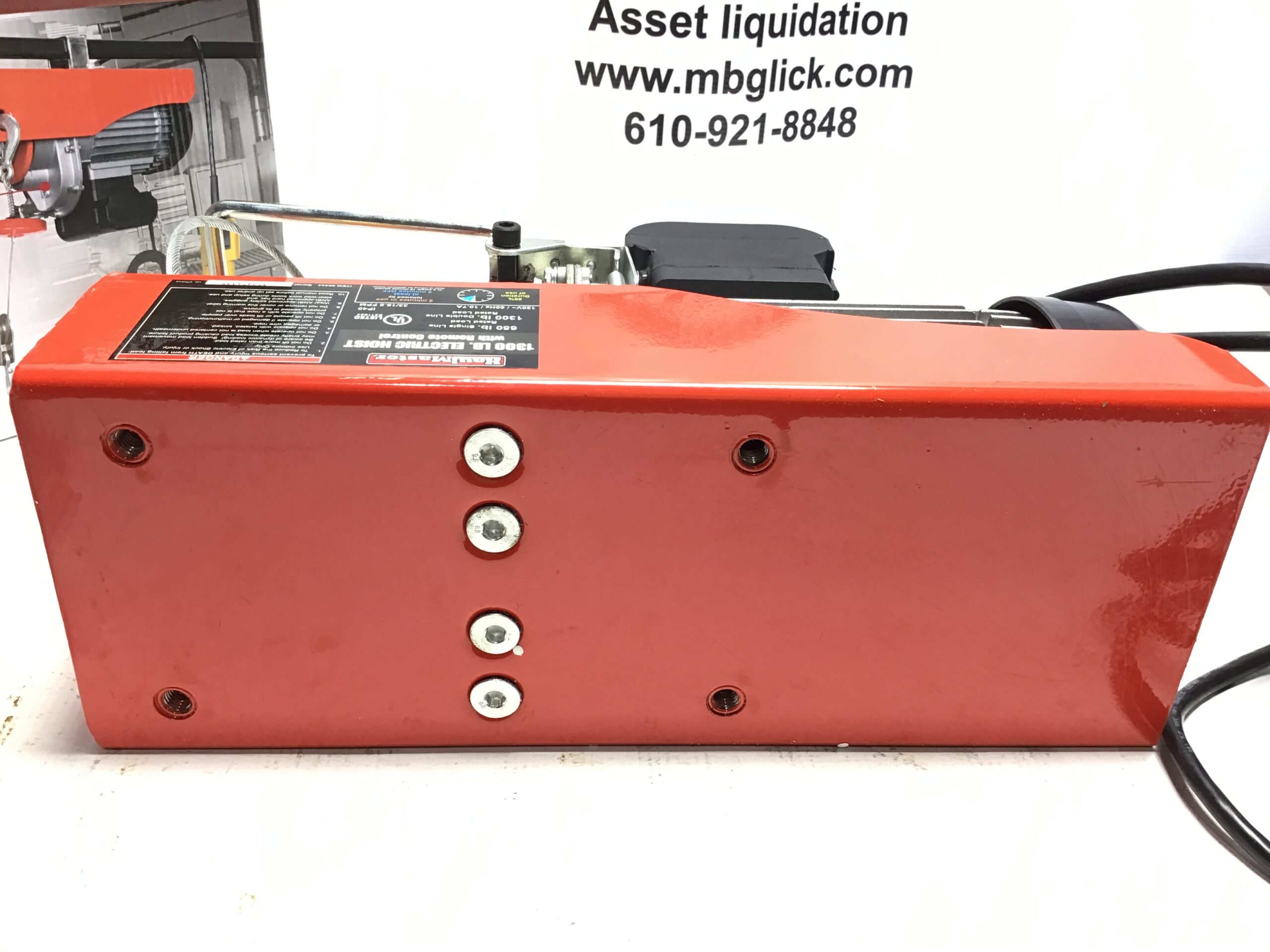HaulMaster 60344 1300 LB Electric Hoist Remote Control 120V Wire Rope Winch Lift - Image 4