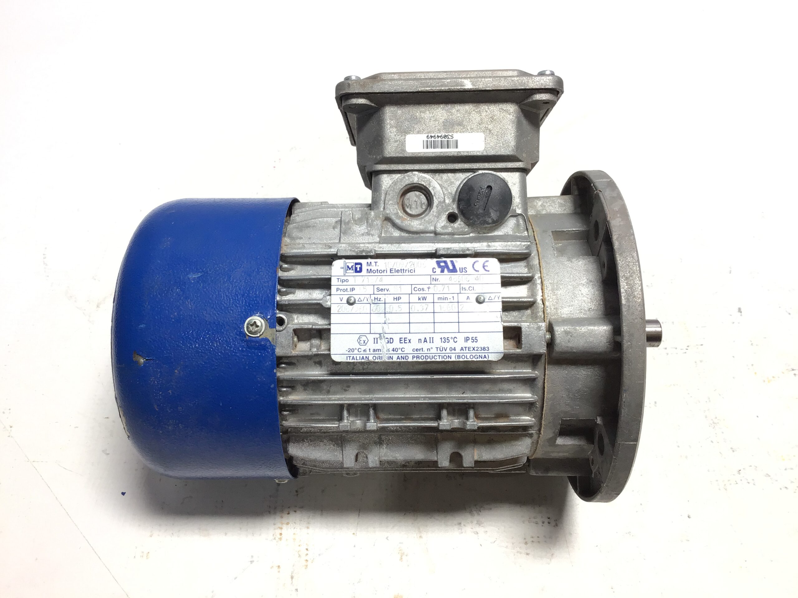 M.T. TN71B/4 0.37kW 0.5HP 1680RPM 3 Phase ATEX Motor IP55 208/360V