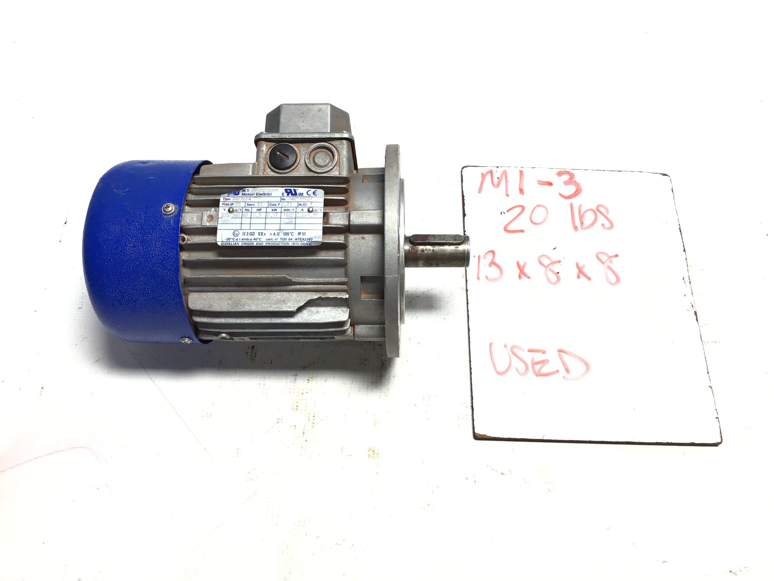 M.T. Motori Elettrici TN71B/4 0.37kW 0.5HP 208/360V 60Hz ATEX Electric Motor - Image 8