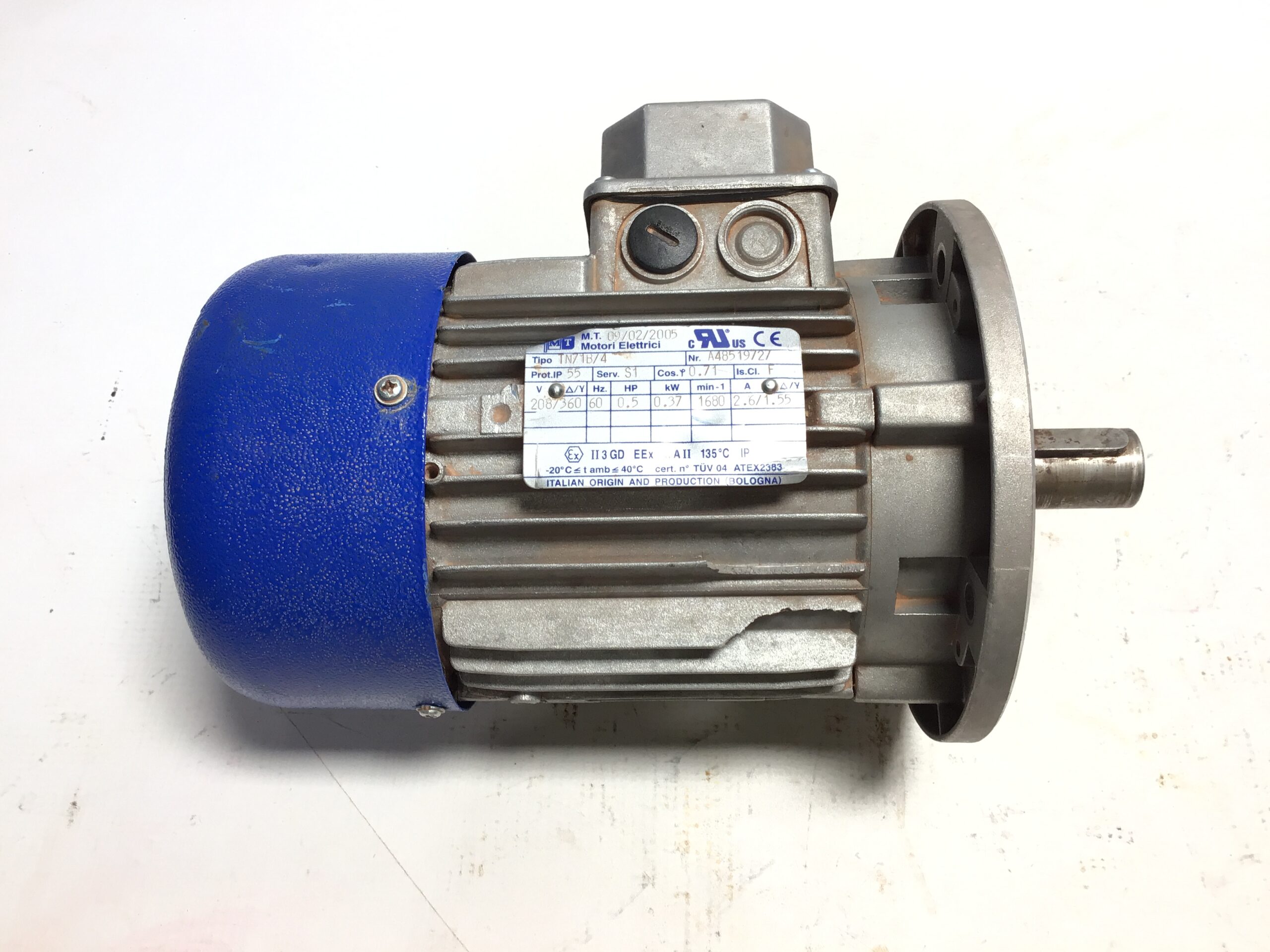 M.T. Motori Elettrici TN71B/4 0.37kW 0.5HP 208/360V 60Hz ATEX Electric Motor