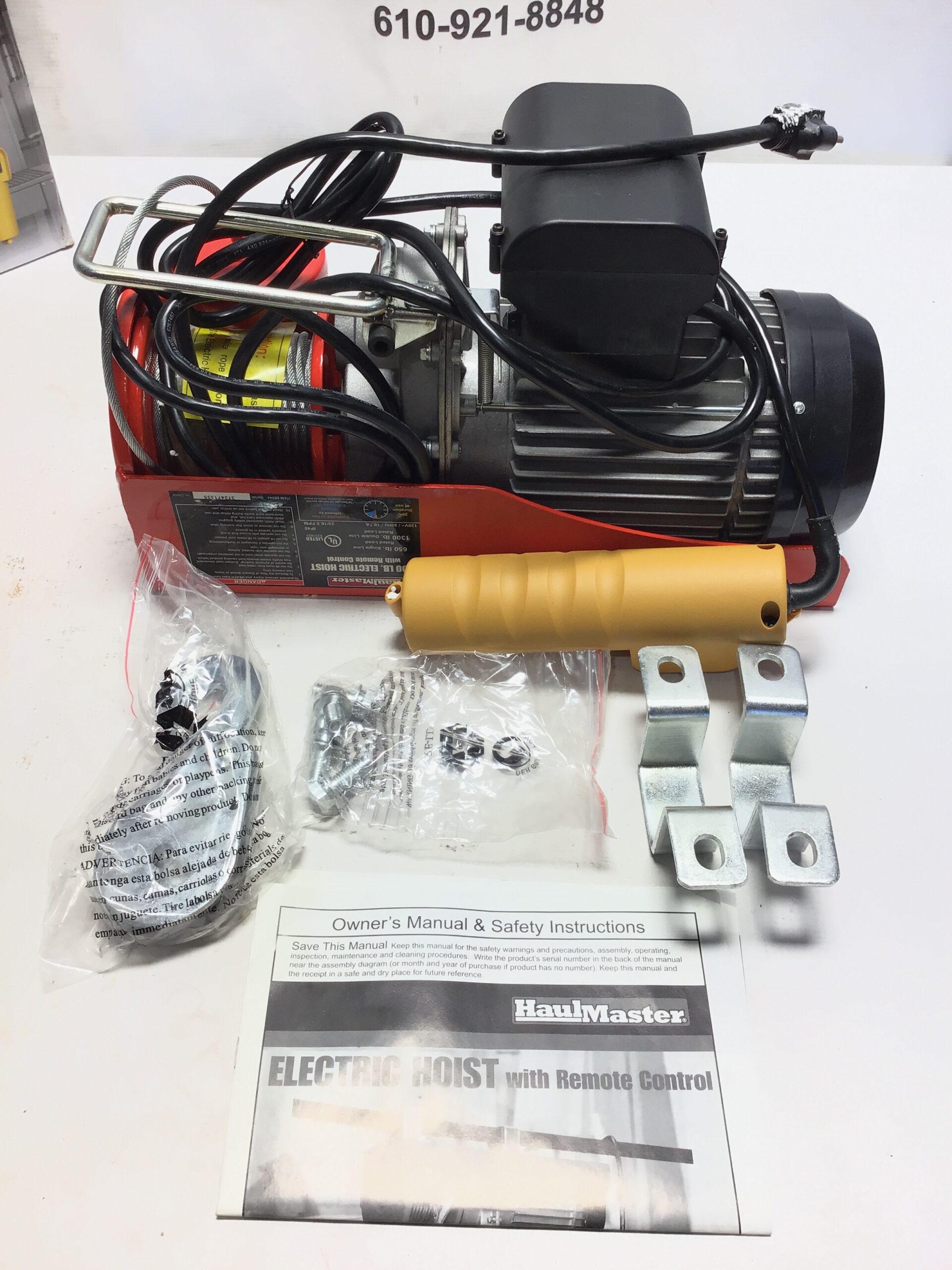 HaulMaster 60344 1300 LB Electric Hoist Remote Control 120V Wire Rope Winch Lift