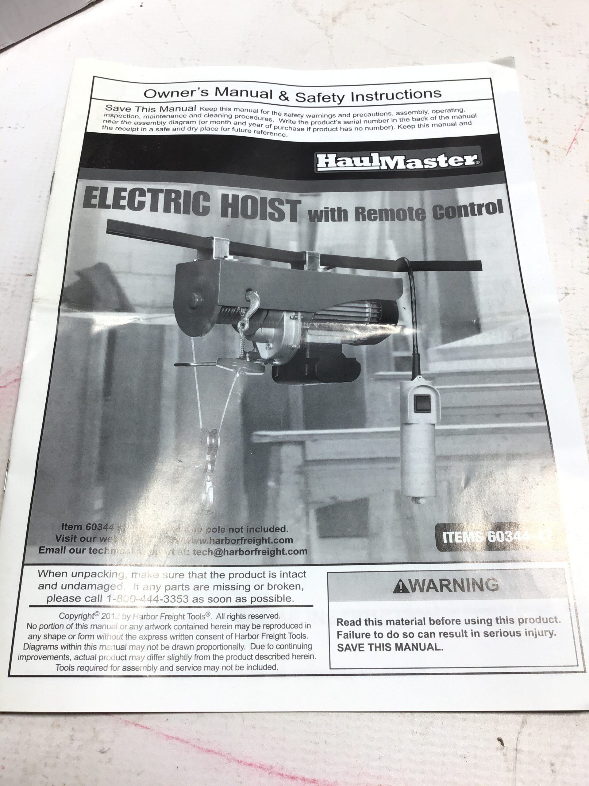 HaulMaster 60344 1300 LB Electric Hoist Remote Control 120V Wire Rope Winch Lift - Image 7