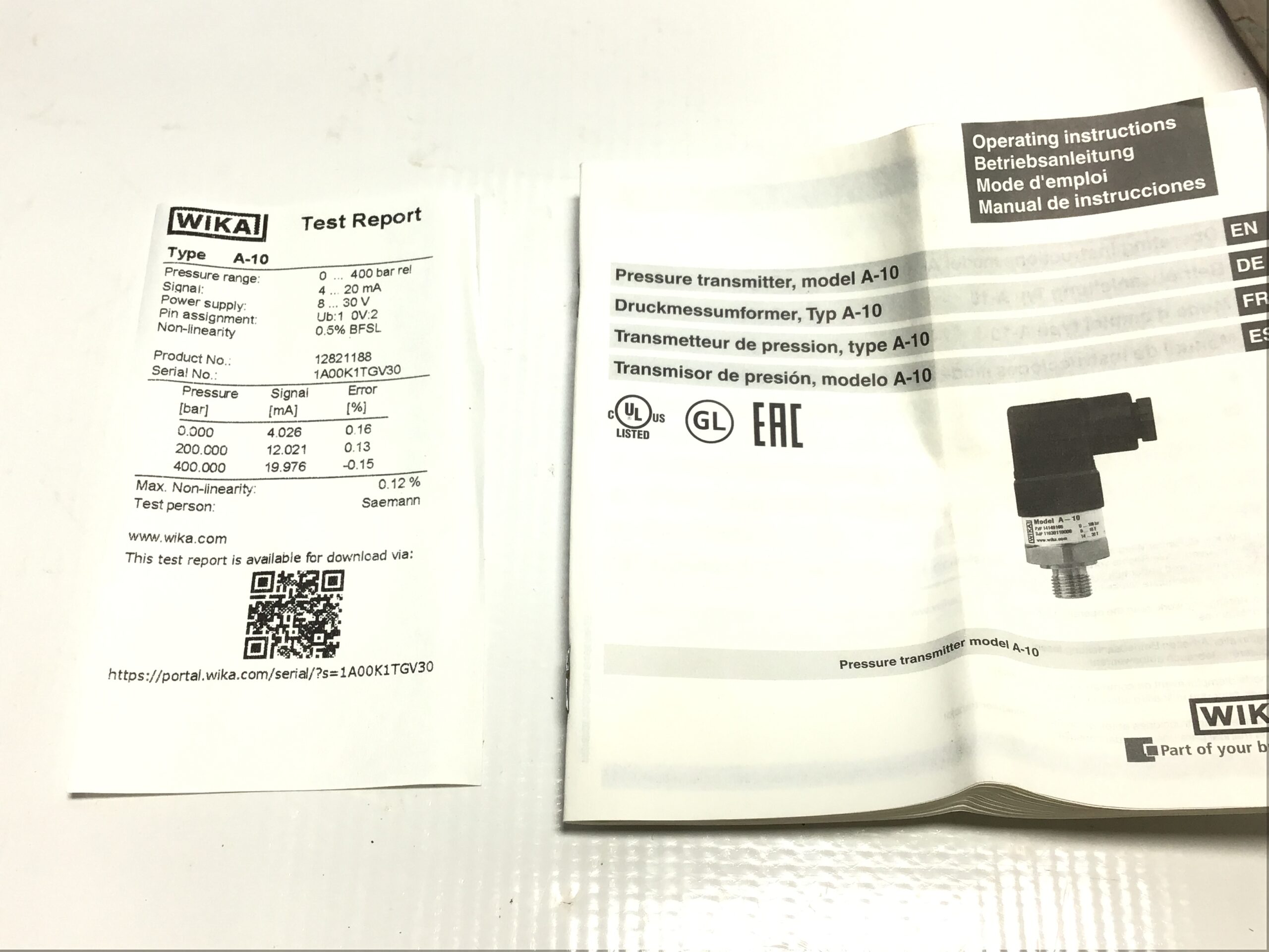 Wika A-10 Pressure Transmitter 400 Bar - Image 3