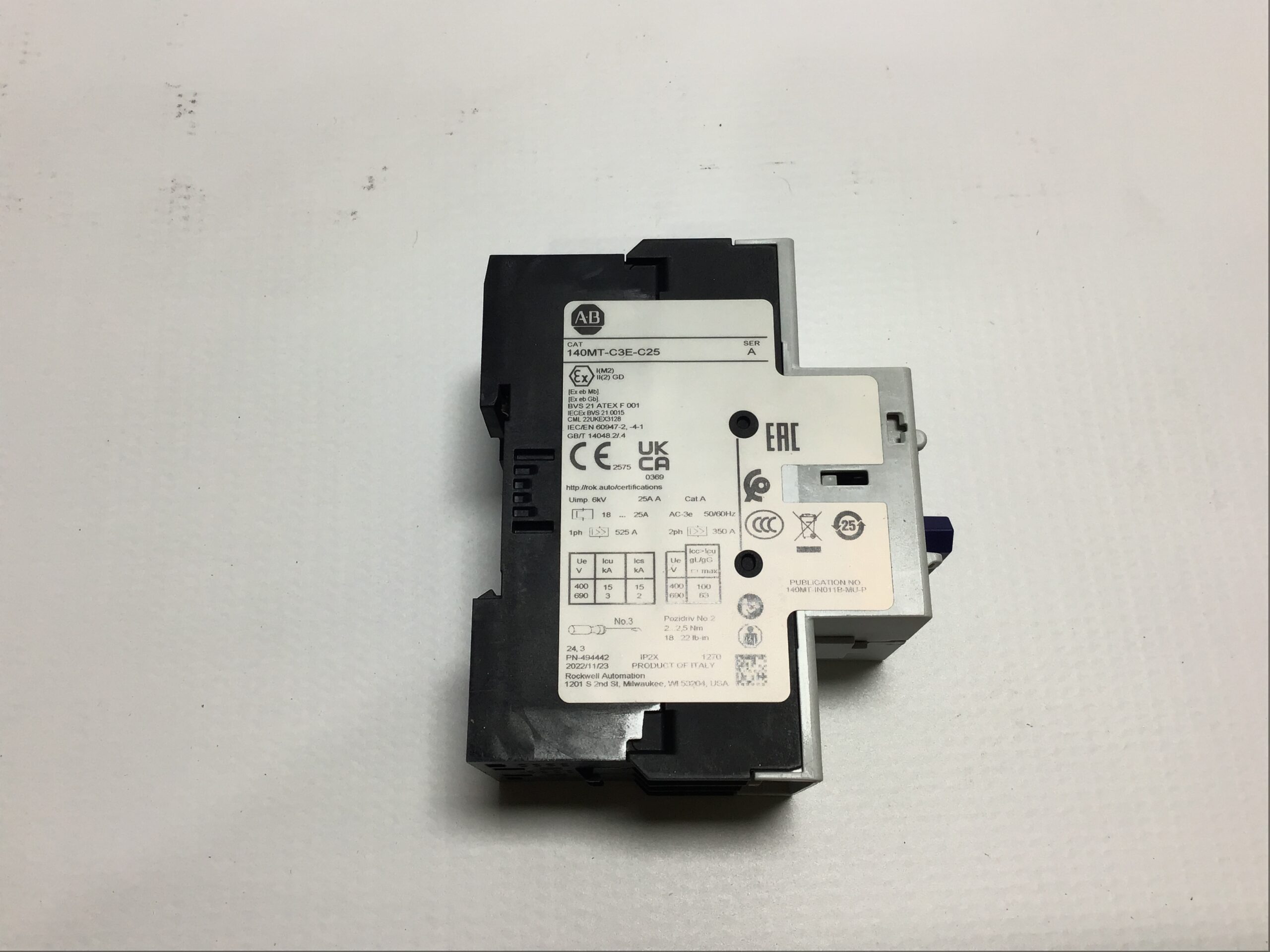 Allen-Bradley 140MT-C3E-C25 Motor Protection Circuit Breaker 18-25A 3P 480V - Image 5