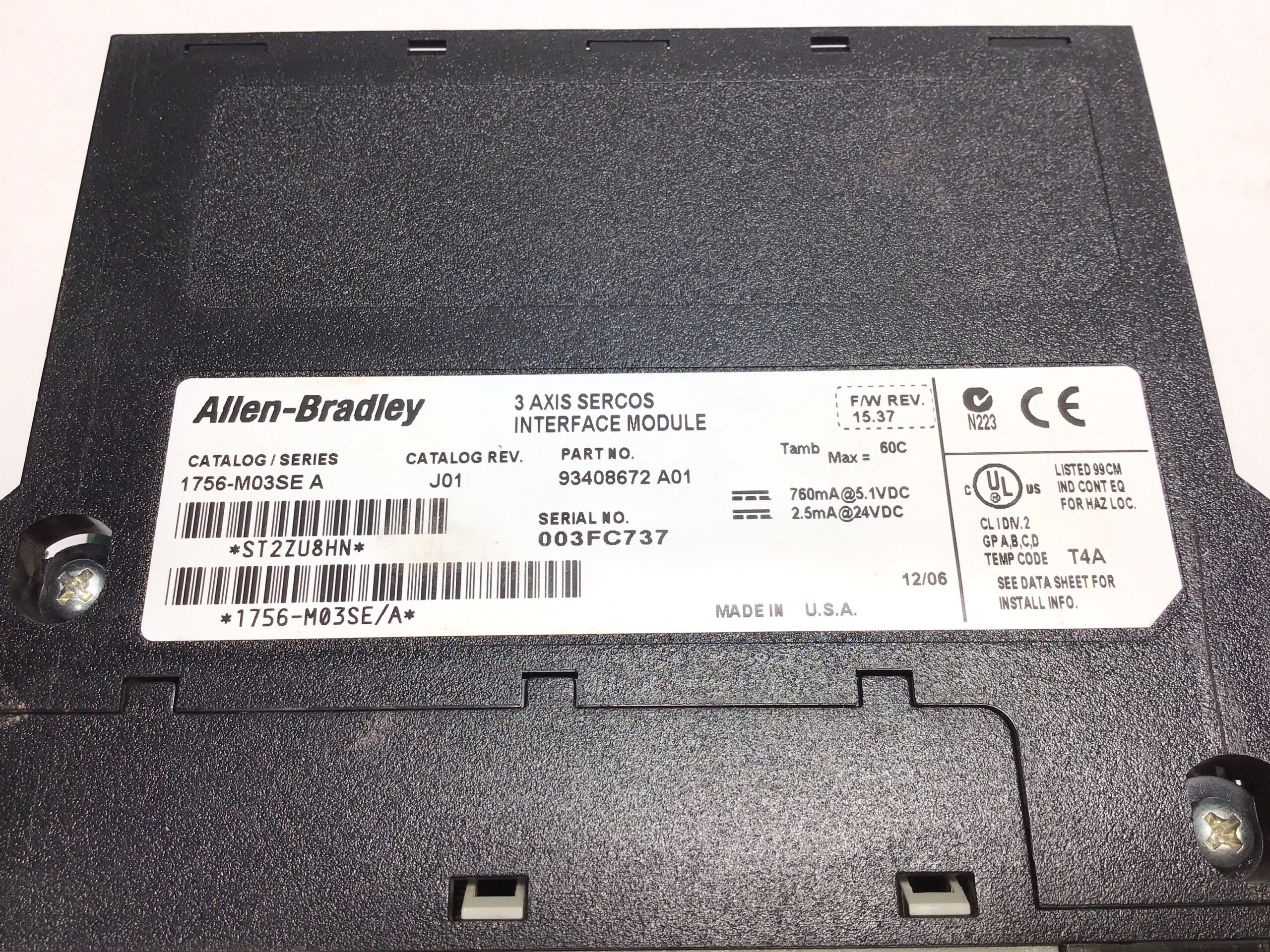 Allen-Bradley 1756-M03SE/A J01 ControlLogix 3-Axis SERCOS Interface Servo Module - Image 2