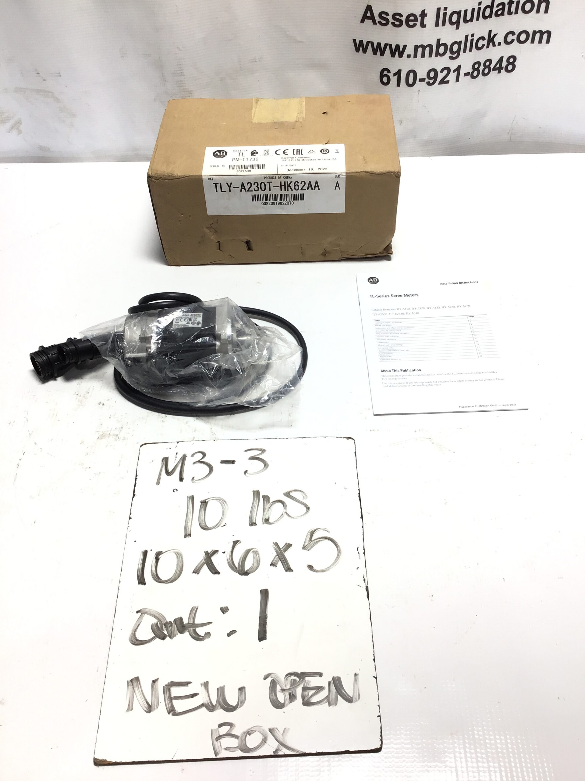 Allen-Bradley TLY-A230T-HK62AA Inverter Duty AC Servo Motor 0.45kW 3PH