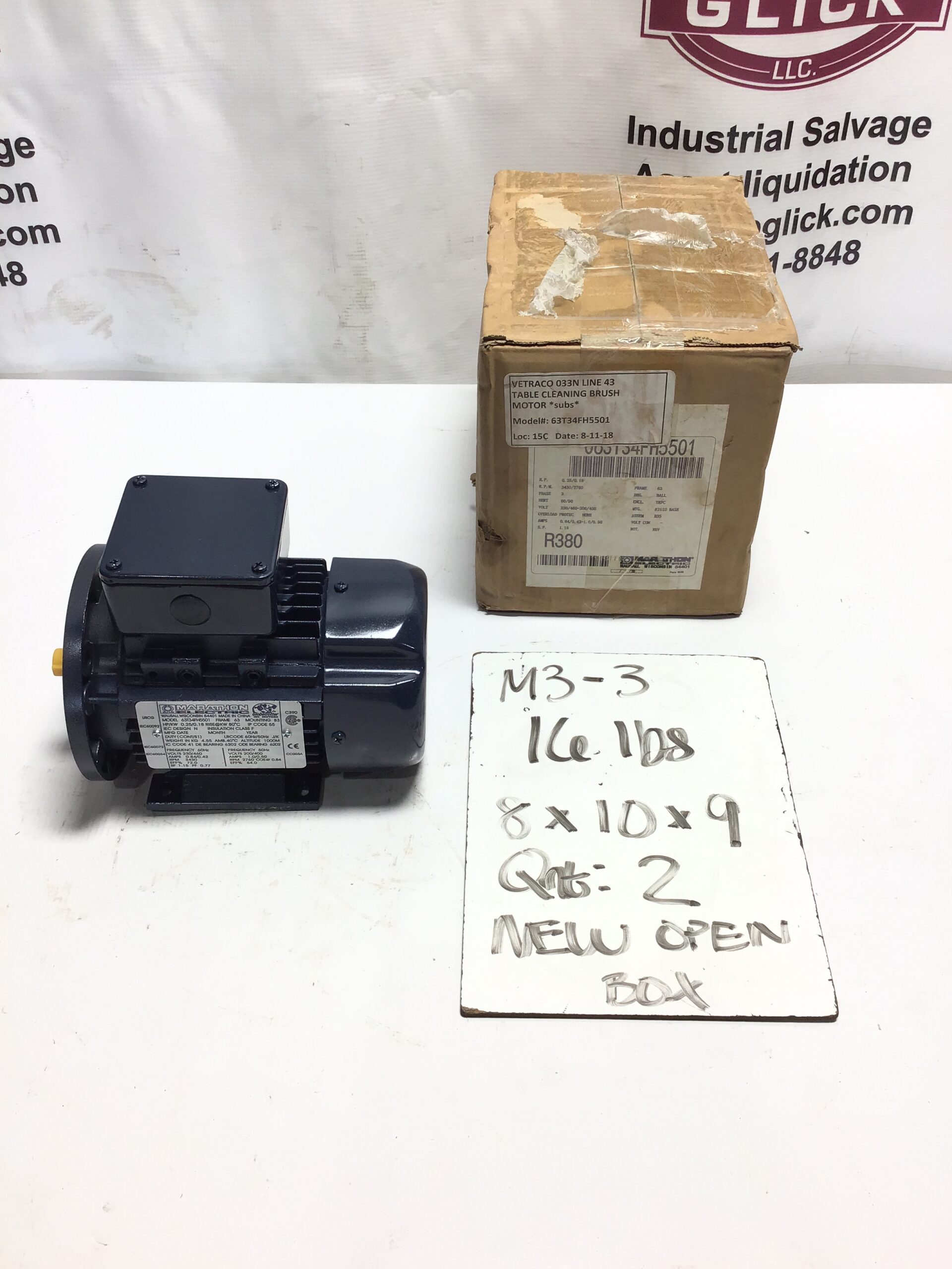 Marathon Electric 63T34FH5501 Metric Electric Motor 0.25HP 0.18kW