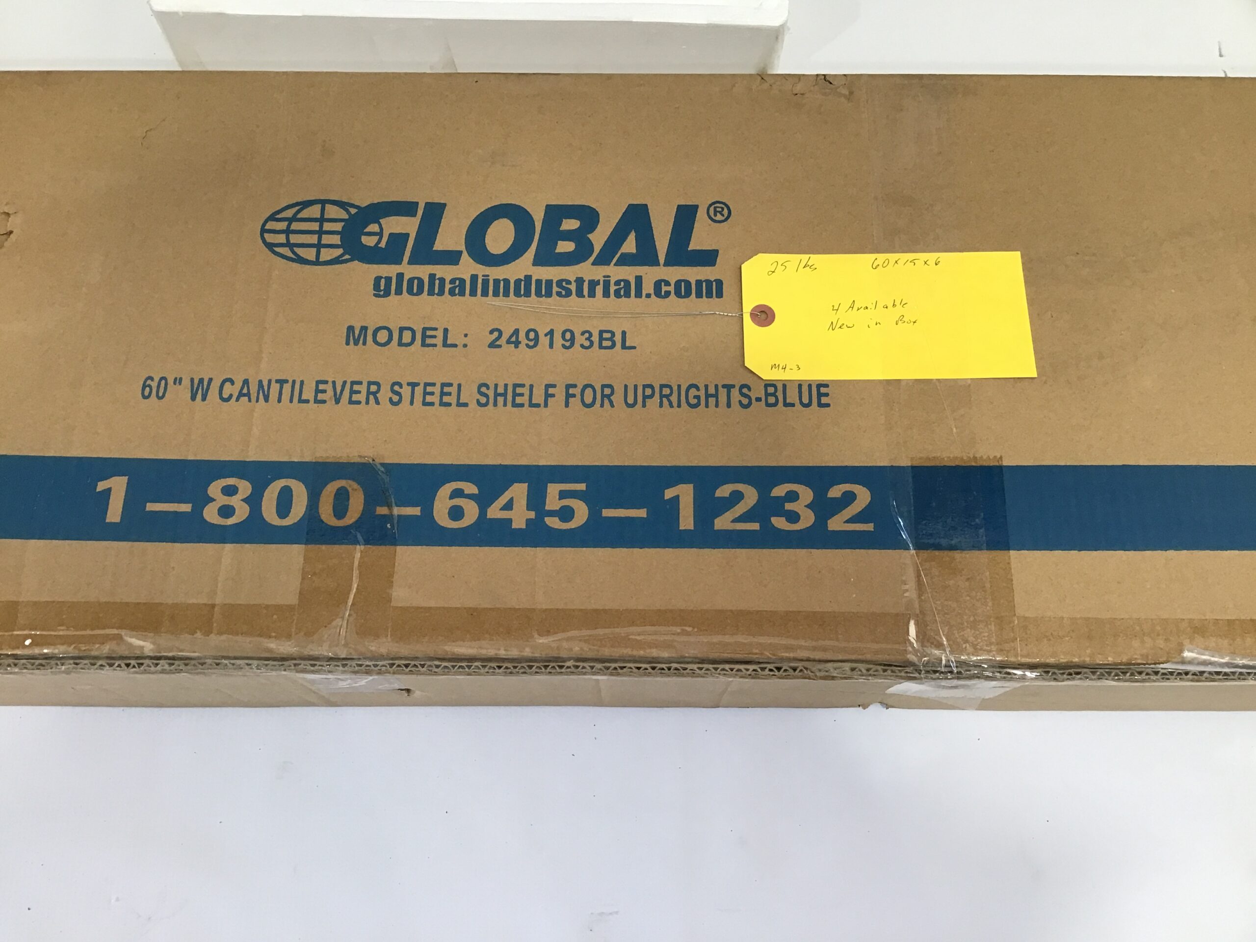 Global Industrial 249193BL Cantilever Steel Shelf for Uprights Blue 60"W x 12"D