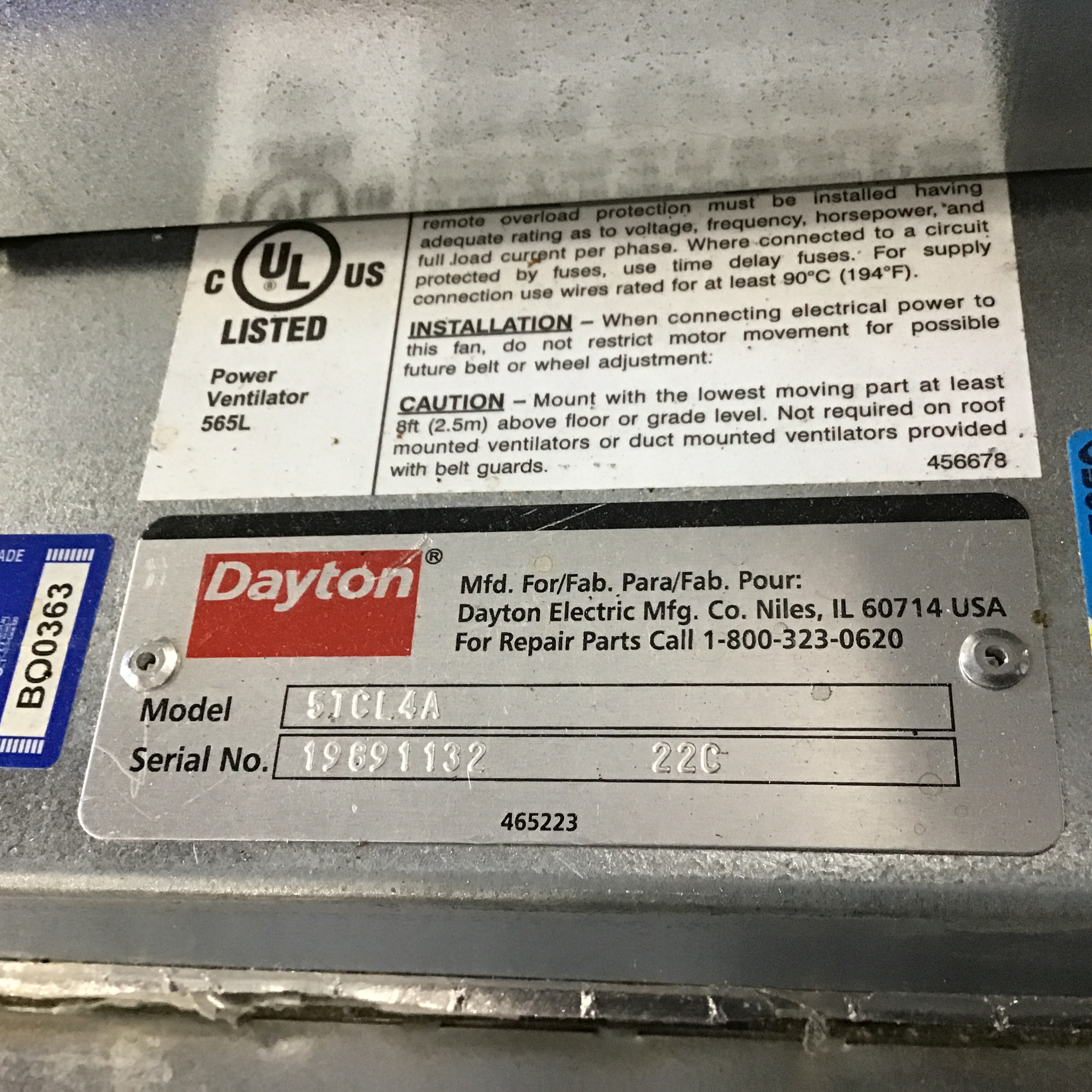Dayton 5TCL4A Square Centrifugal Inline Fan - Image 5