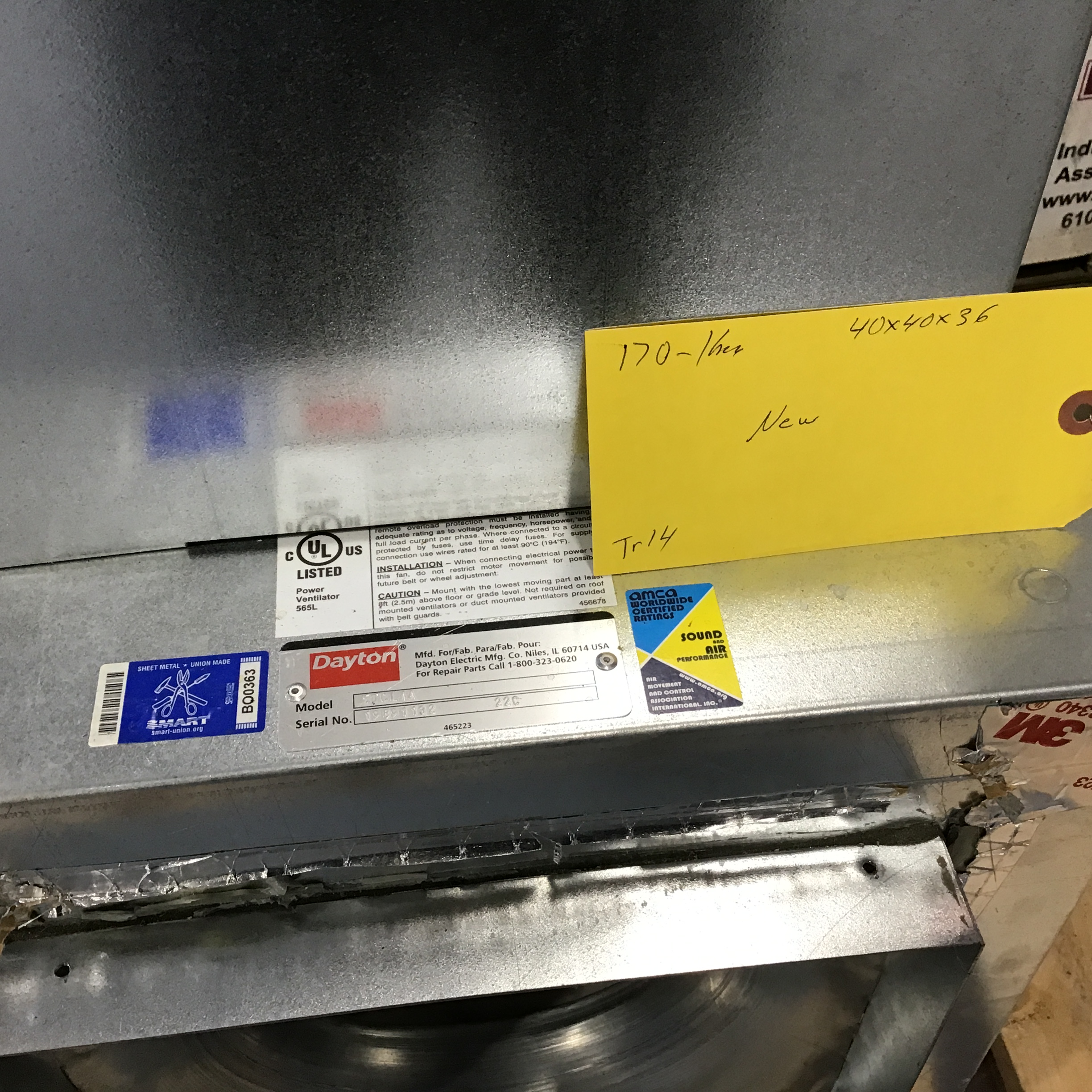 Dayton 5TCL4A Square Centrifugal Inline Fan