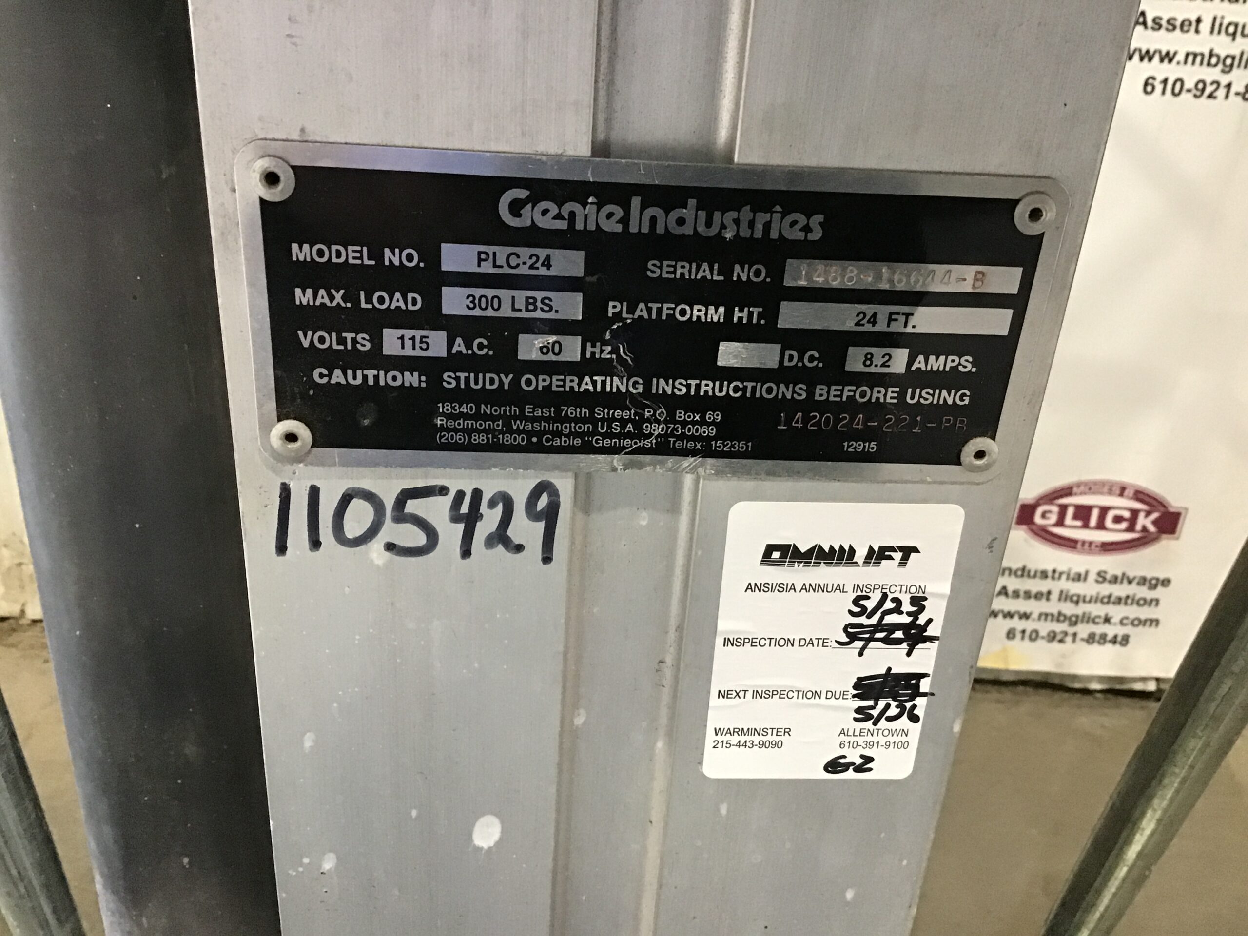 Genie Industries PLC-24 Superlift Material Lift 300 lbs 115V 60Hz - Image 5