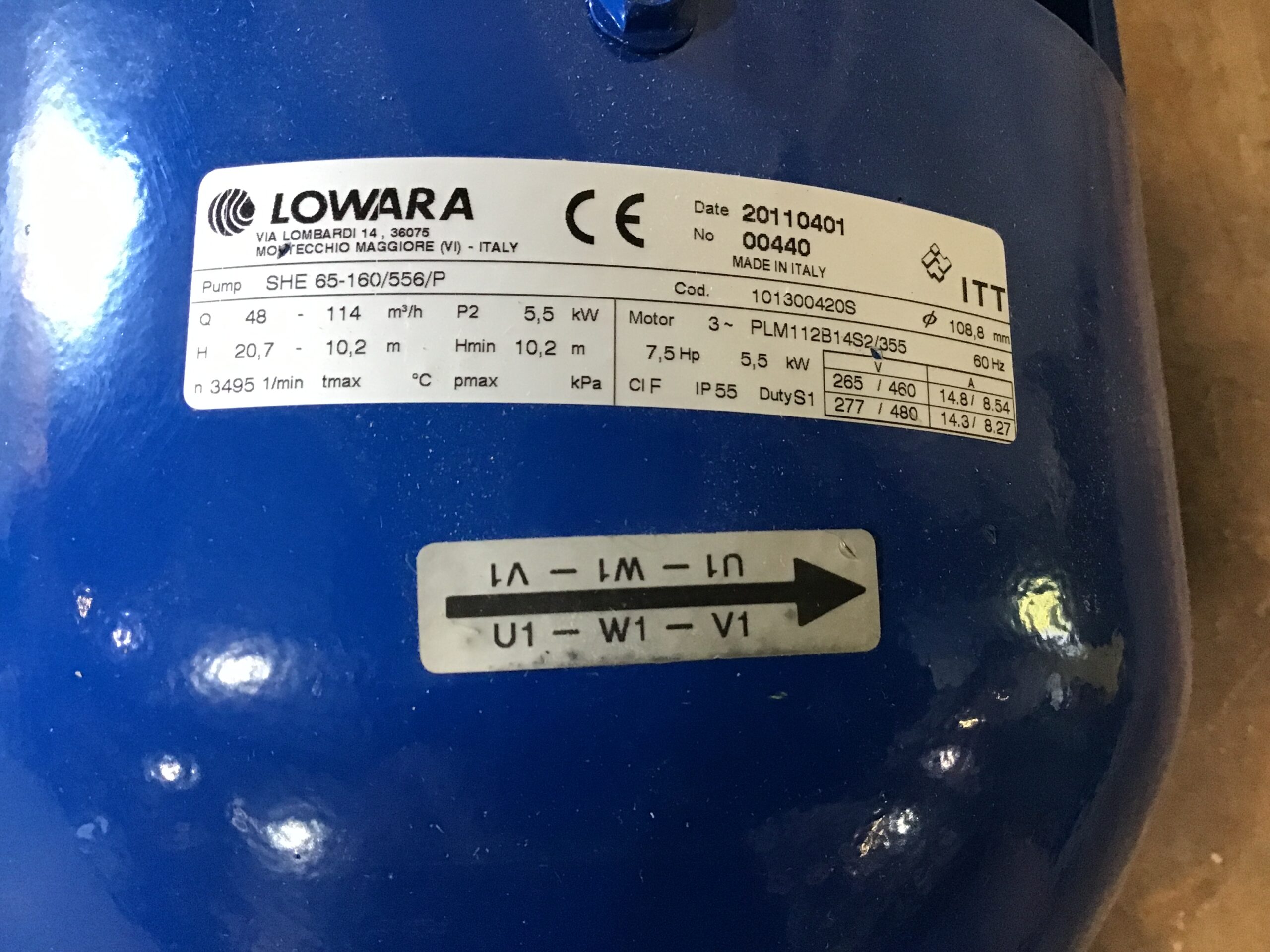 Lowara SHE 65-160/556/P Centrifugal Pump 5.5kW 7.5HP 3PH - Image 5