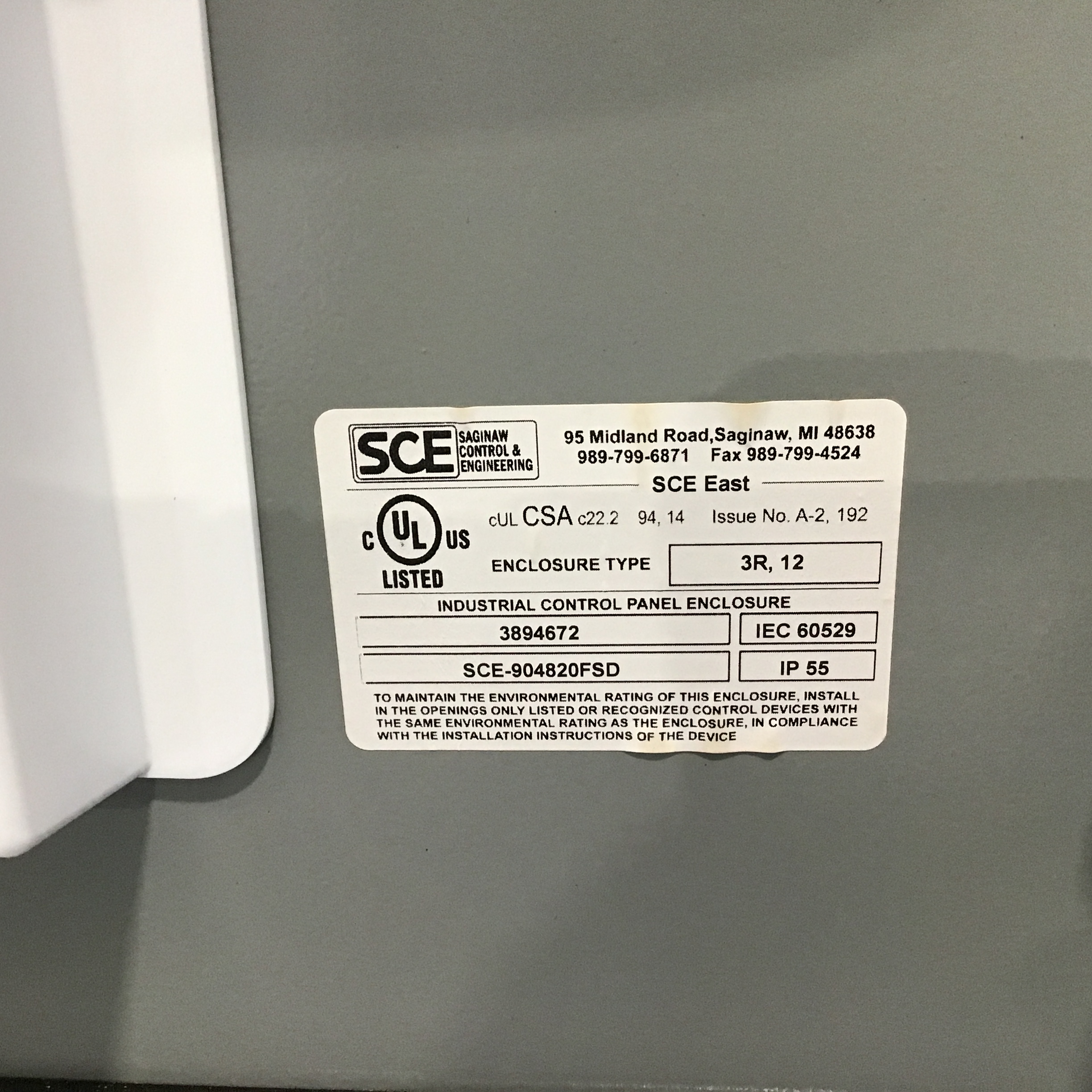 Saginaw Control & Engineering SCE-904820FSD Heavy Duty Industrial Control Panel Enclosure - Image 7